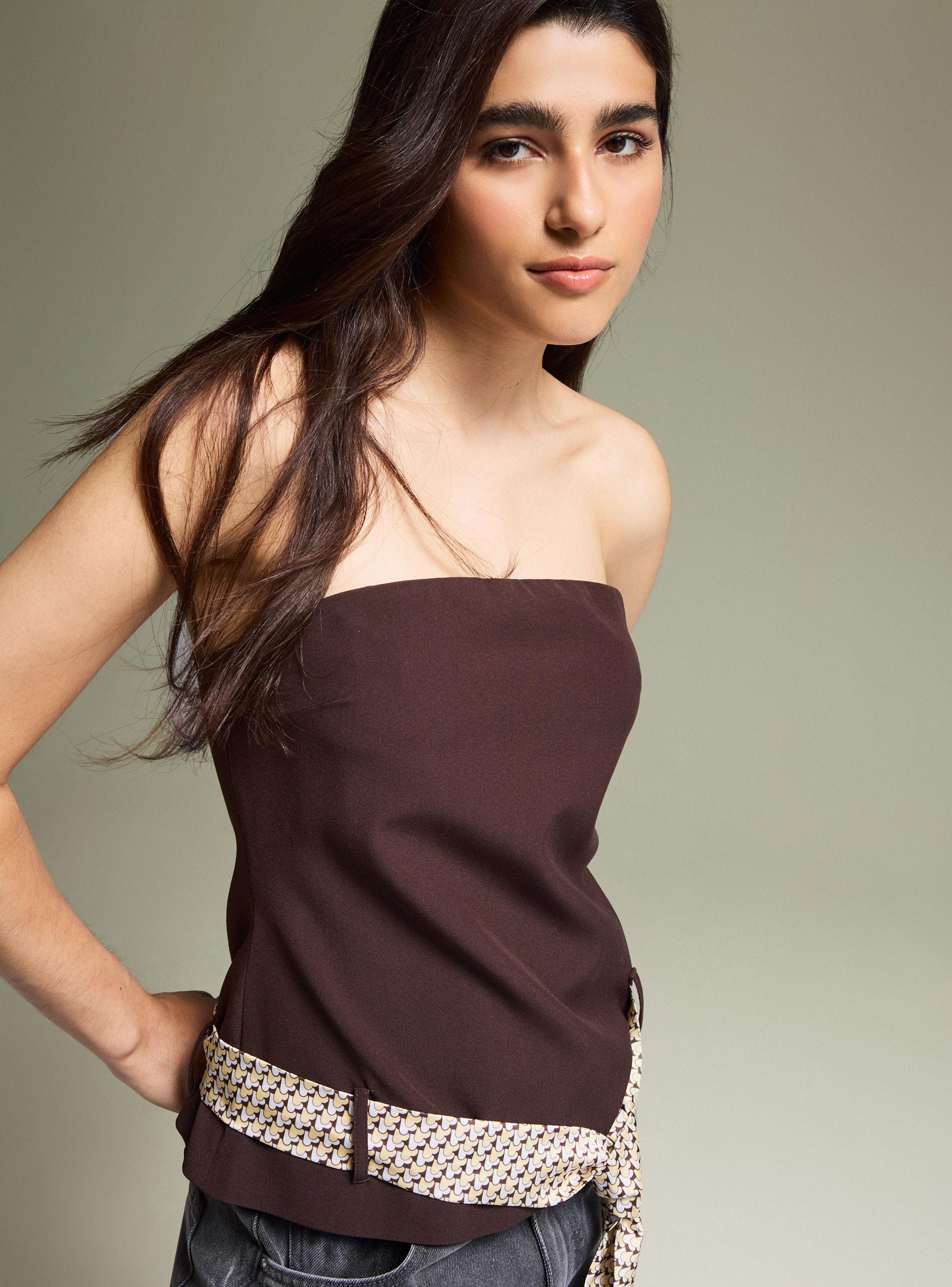 Blusa Strapless con Corbata-2