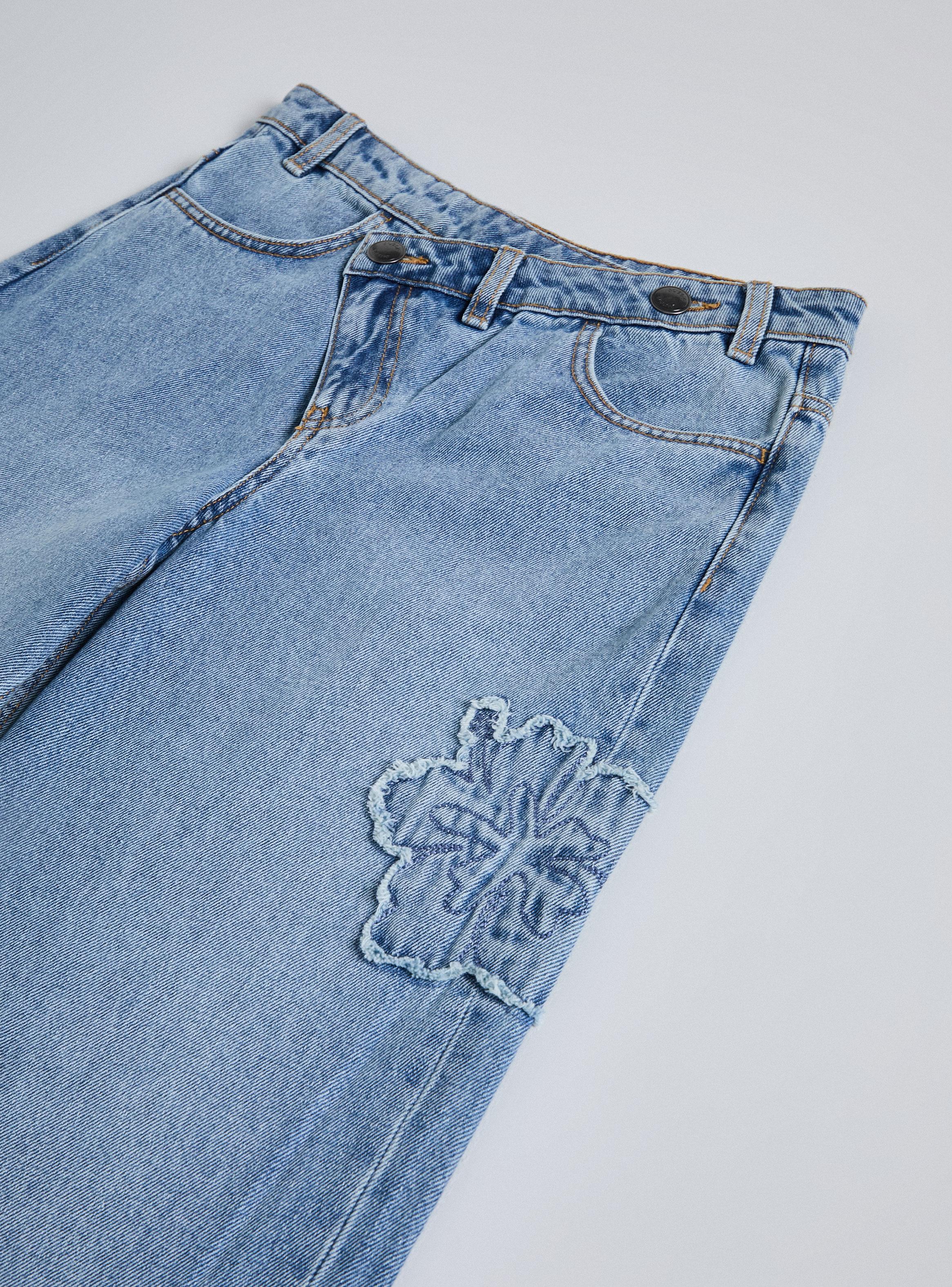 Jeans Cintura Cruzada y Parche Flor-2