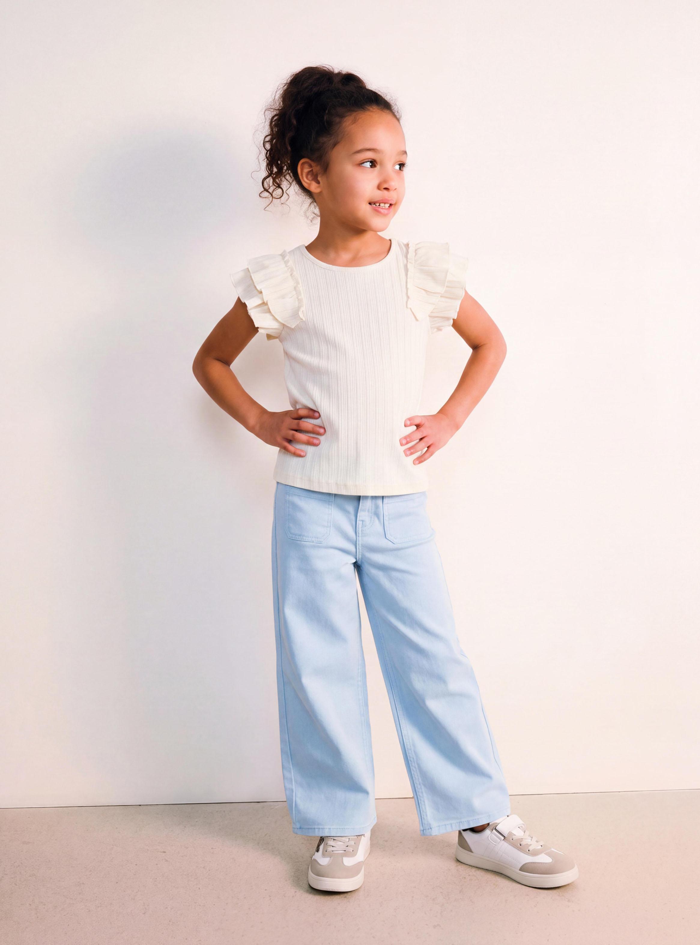 Jeans Wide Leg Tiro Medio Elasticado Niña-0