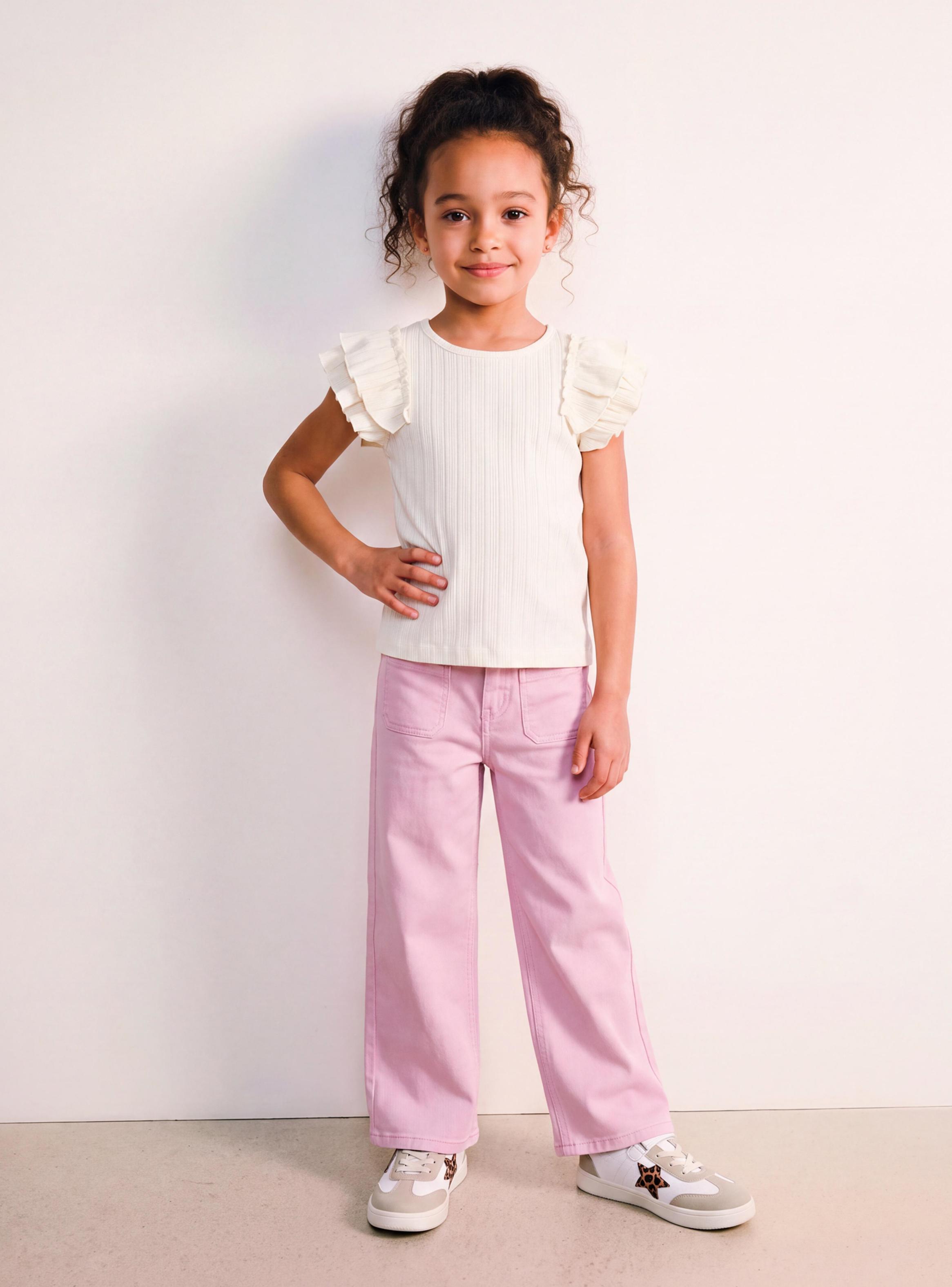 Jeans Wide Leg Tiro Medio Elasticado Niña-0