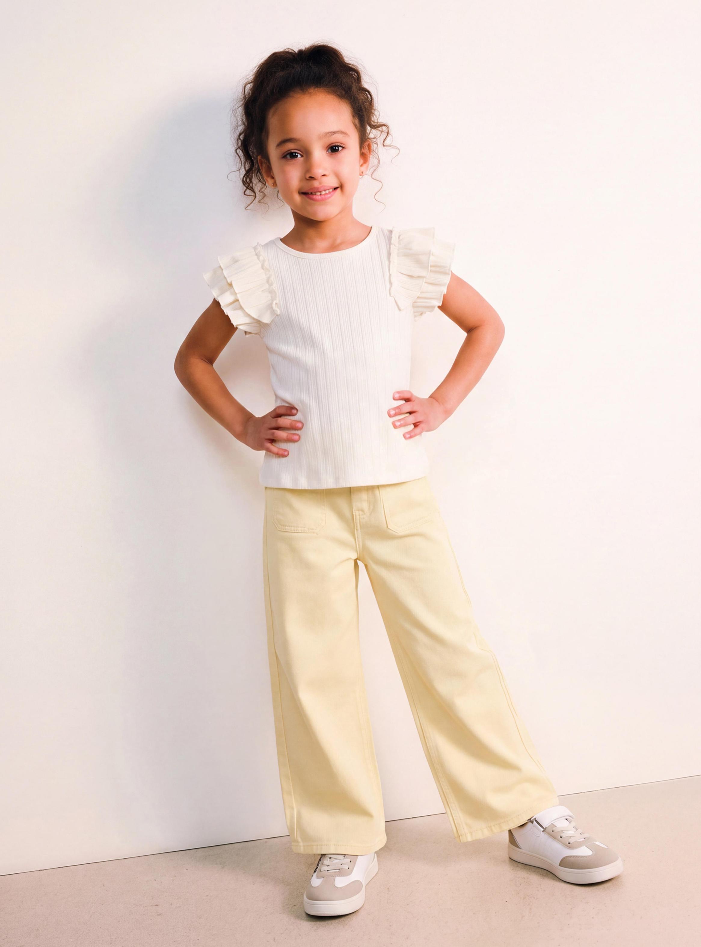 Jeans Wide Leg Tiro Medio Elasticado Niña-0