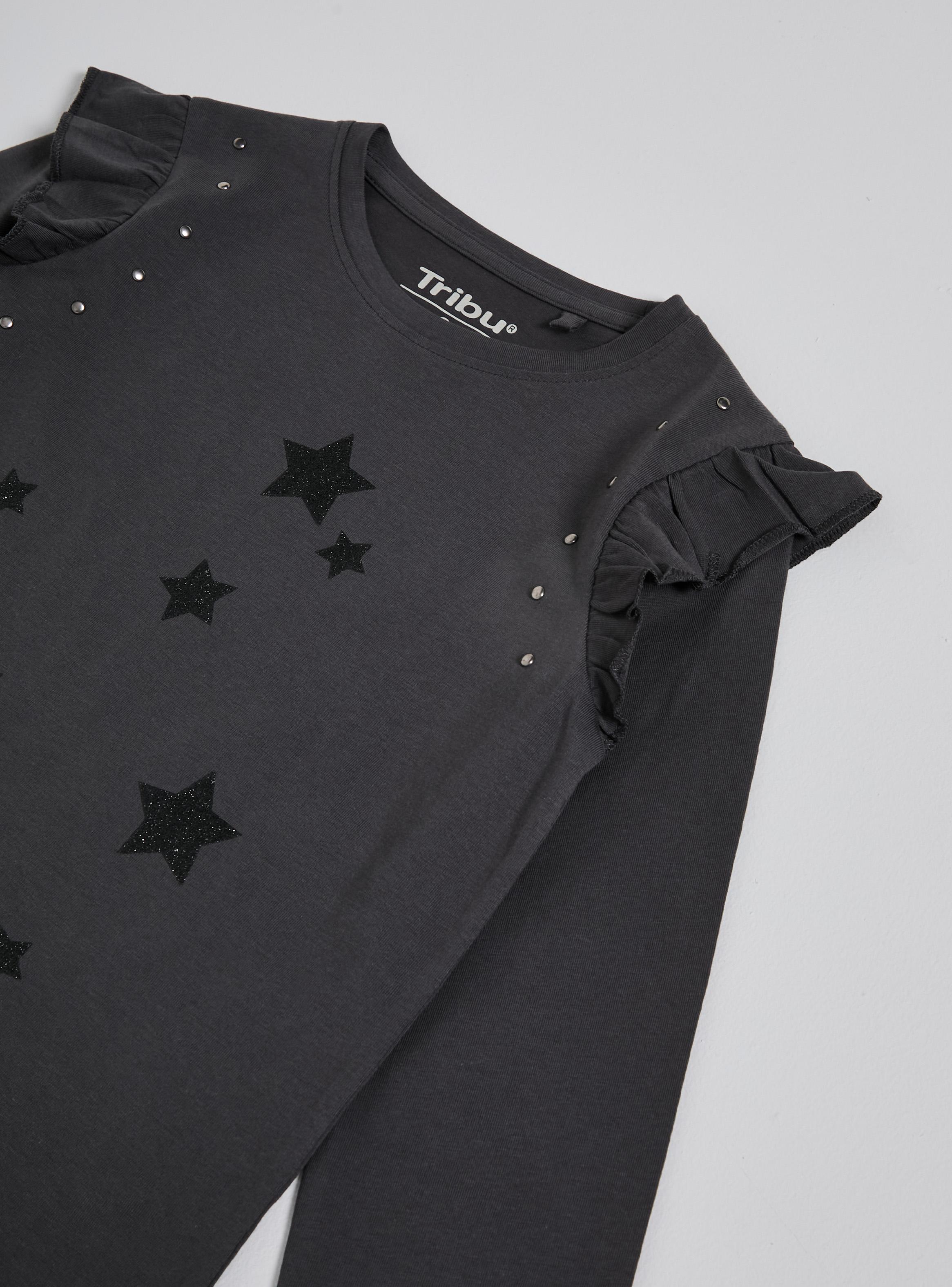 Polera Manga Larga con Volados y Estrellas-3