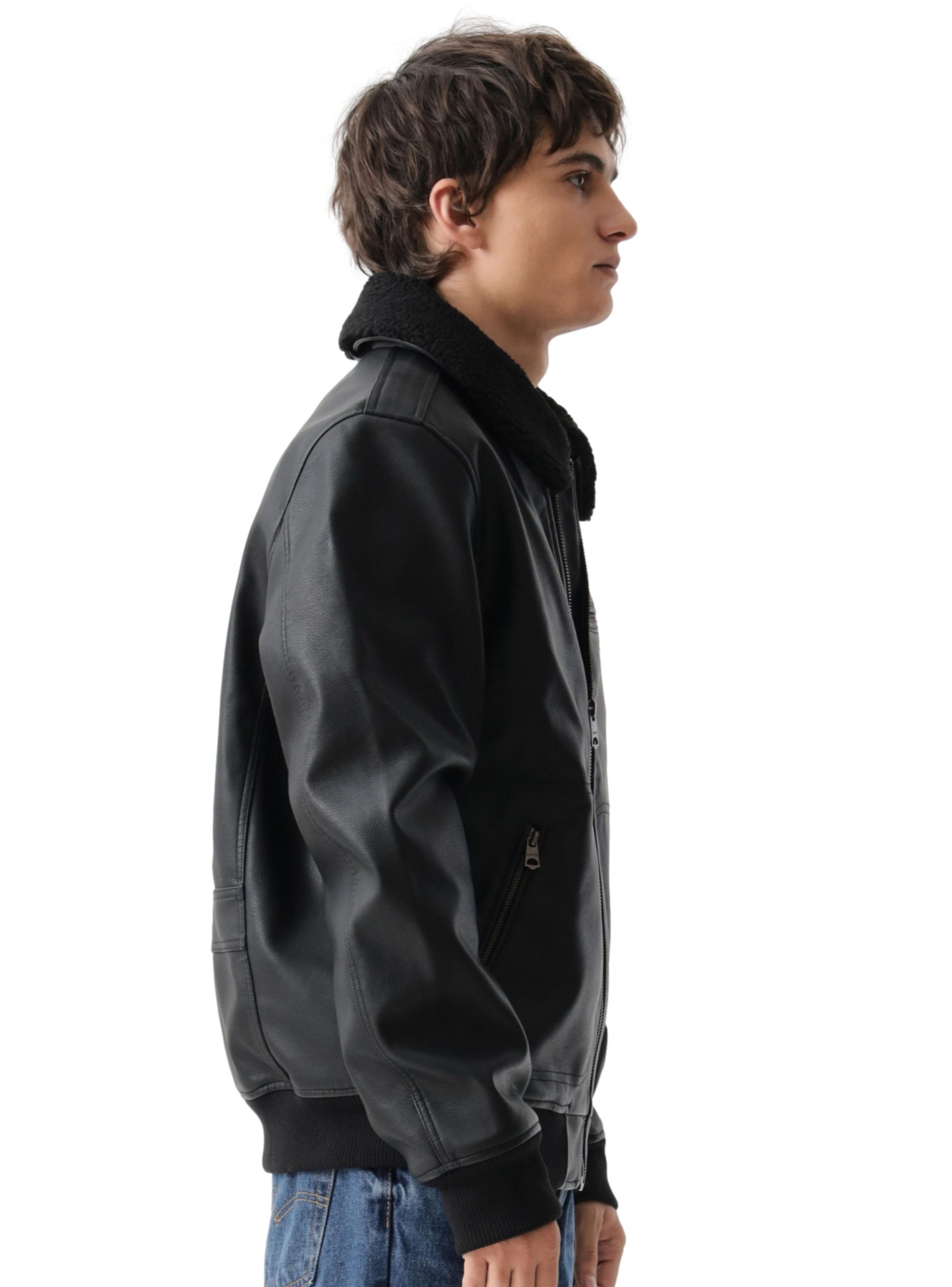 Chaqueta Biker Detalle Textura en Cuello-2