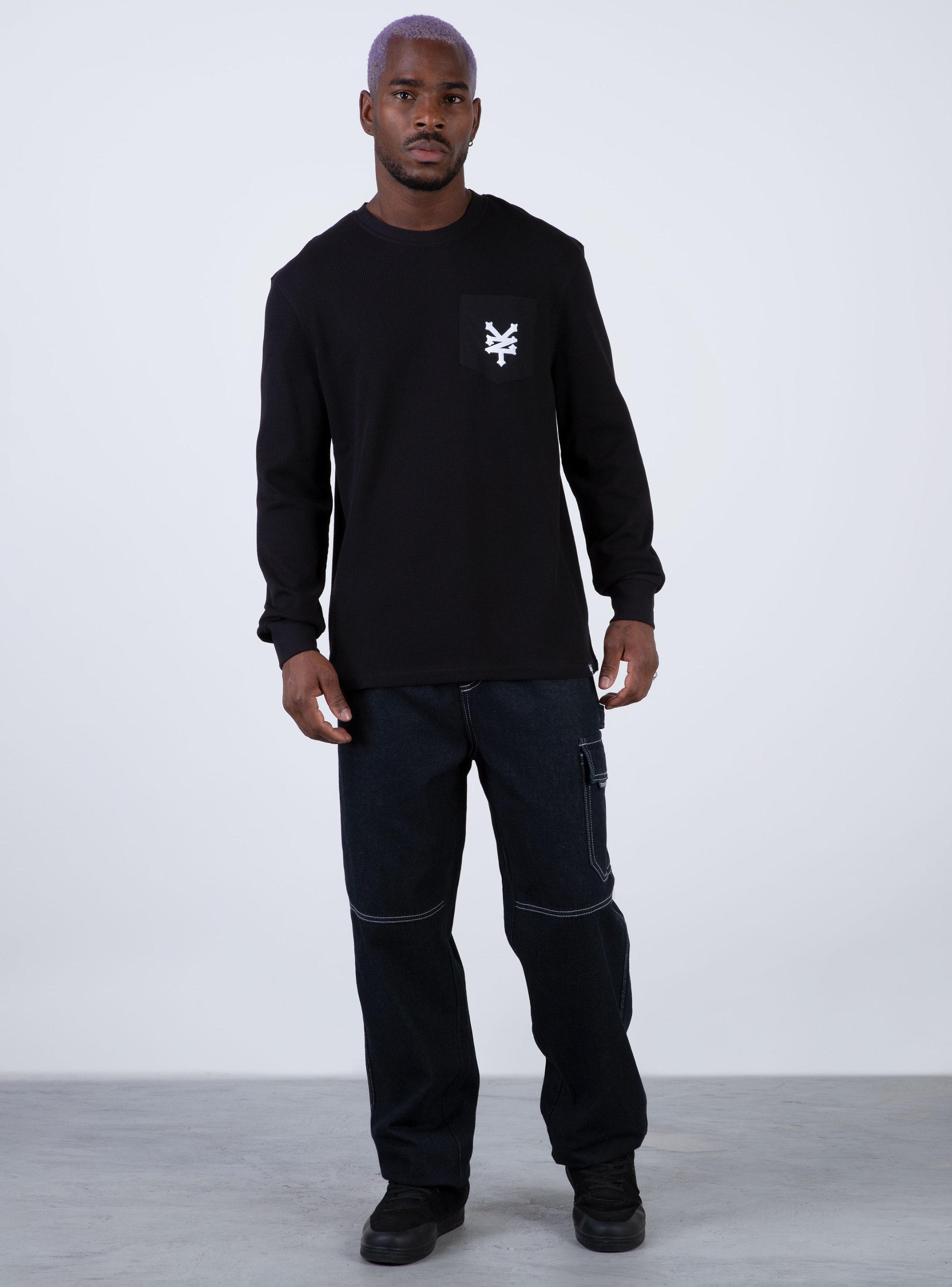 Polera Manga Larga Waffle Tech Bolsillo Parche-3