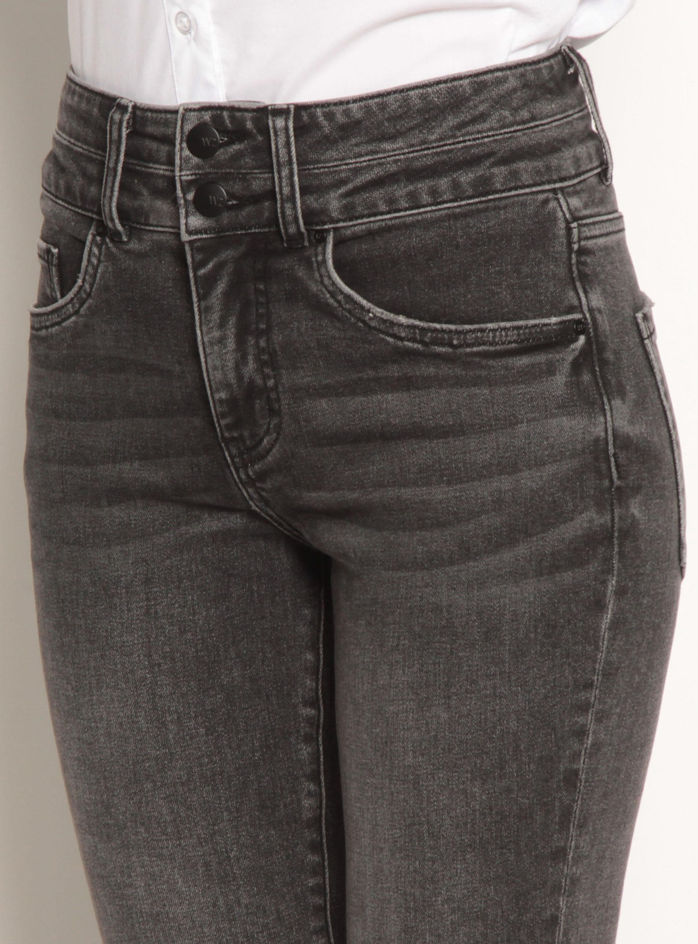 Jeans Flare Tiro Alto Pretina Media 2 Botones-2