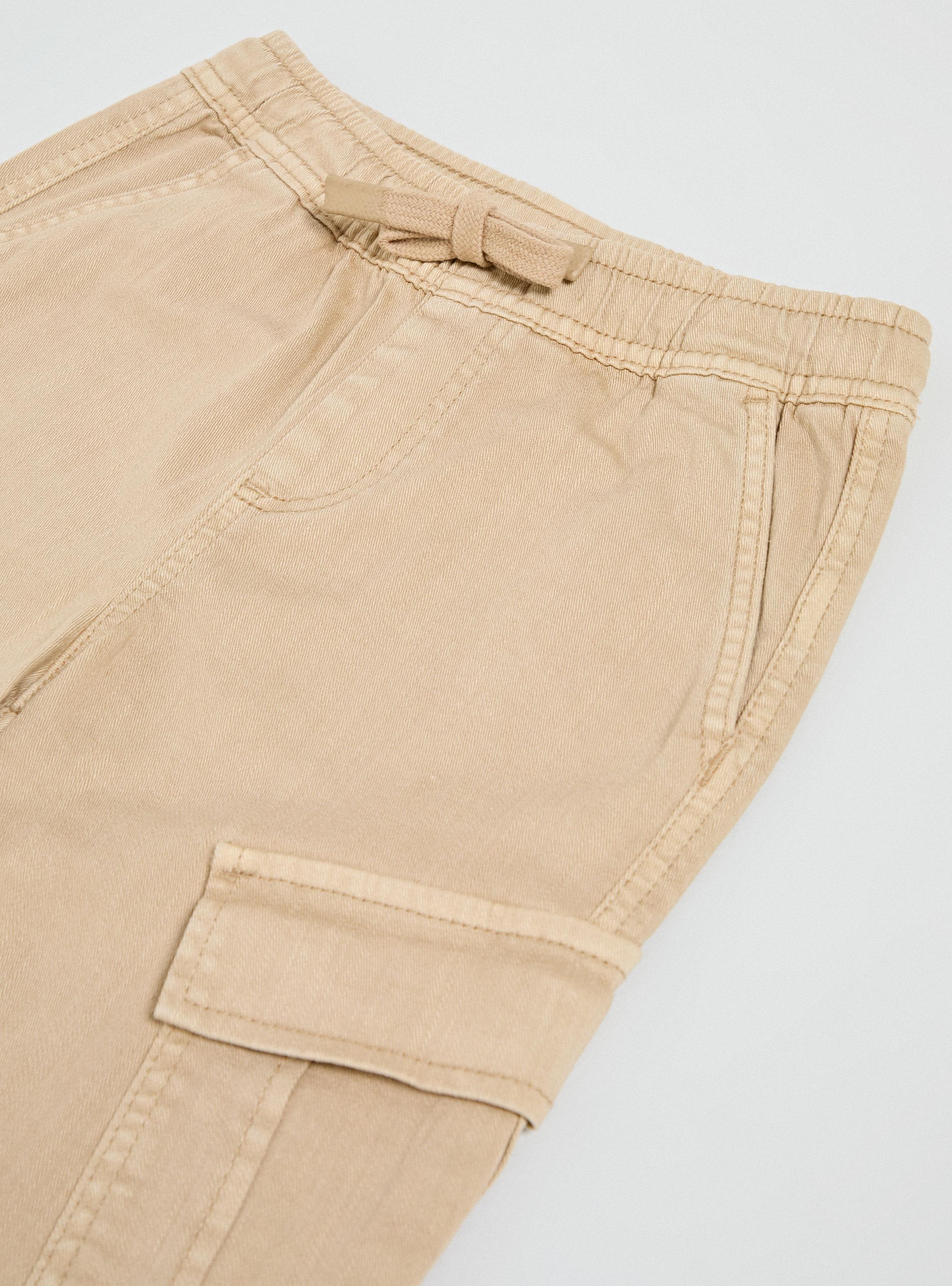 Pantalón Cargo Color Tela Confortable con Bolsillos-3