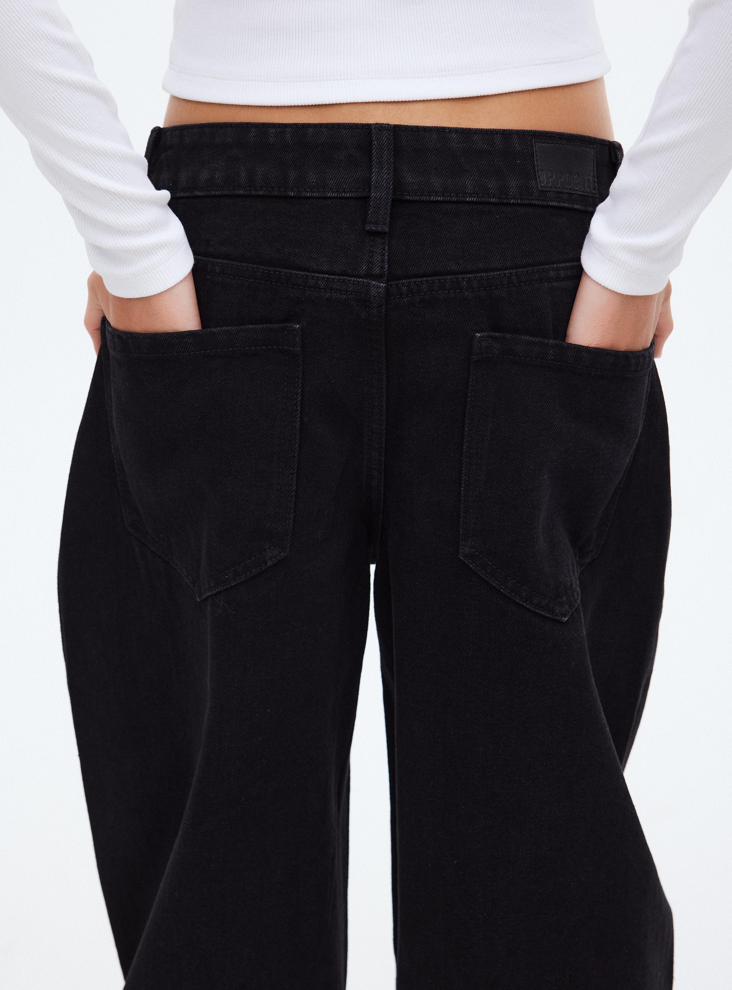 Jeans Balloon Tiro Bajo con Costuras Contrastantes-3