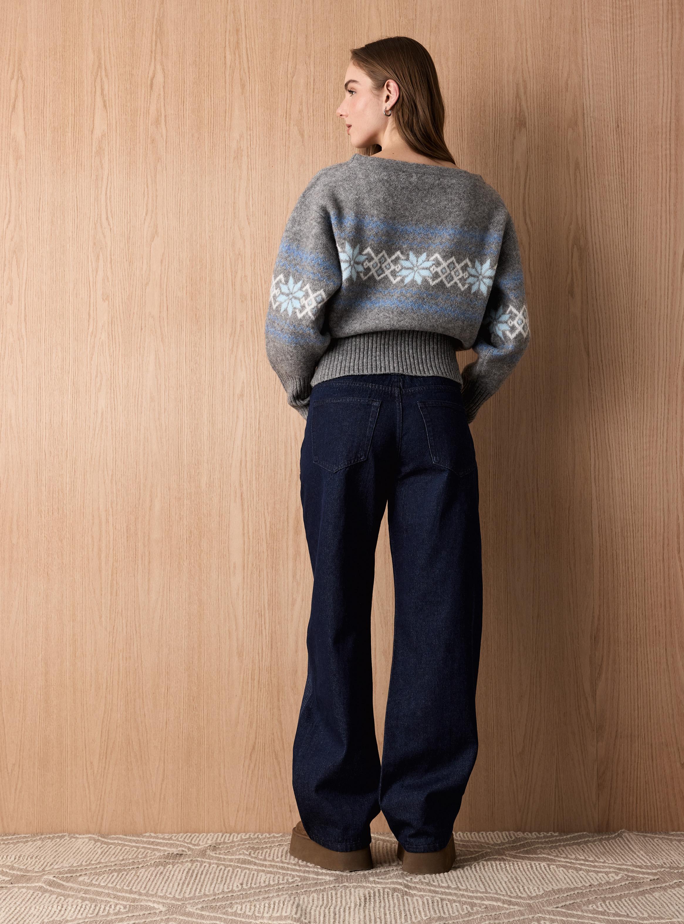 Sweater Cuello Bote y Manga Globo-5