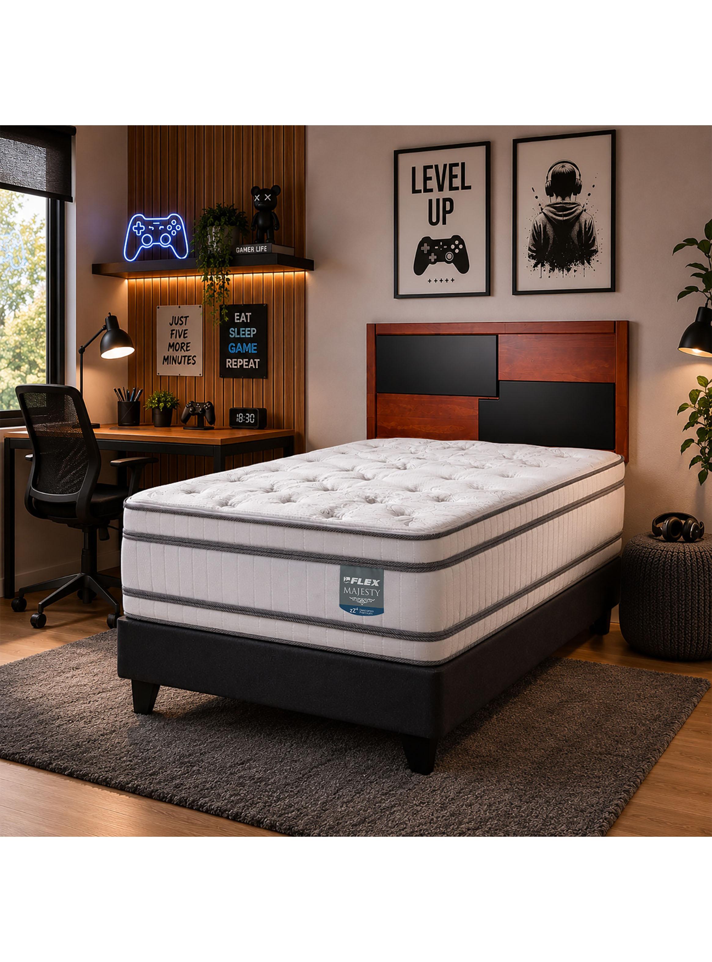 Cama Europea Majesty 1.5 Plazas + Respaldo Colonia-5