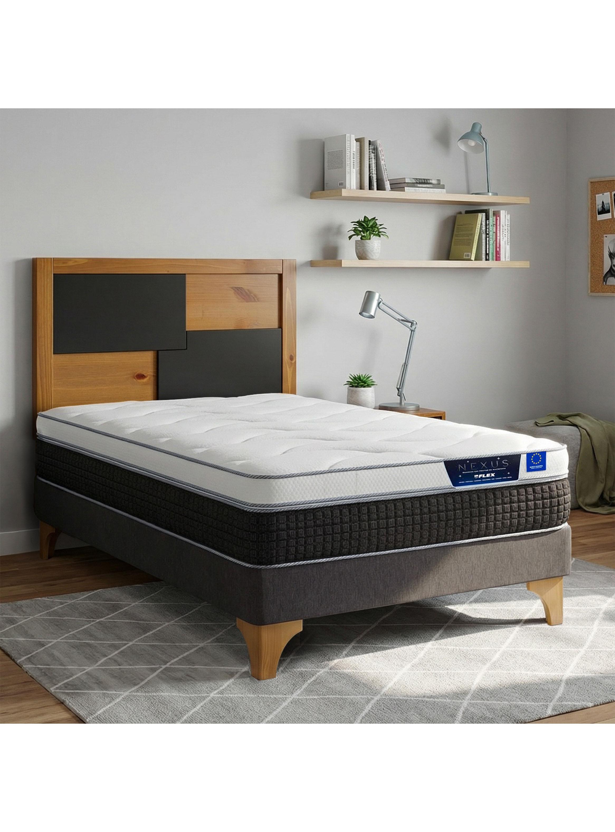 Cama Europea Nexus 1.5 Plazas Base Normal + Respaldo Colonia-5