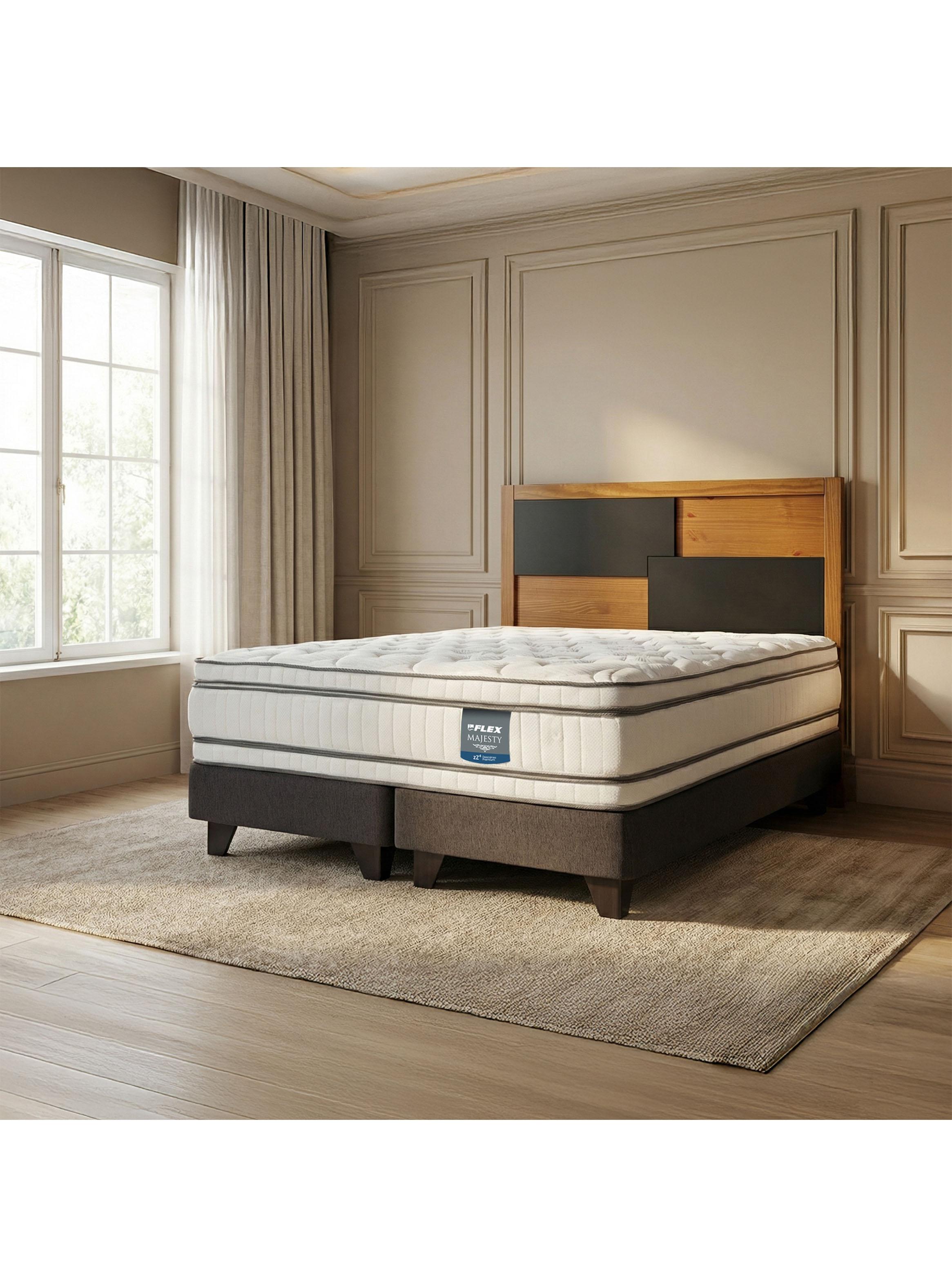 Cama Europea Majesty 2 Plazas Base Dividida + Respaldo Colonia-5