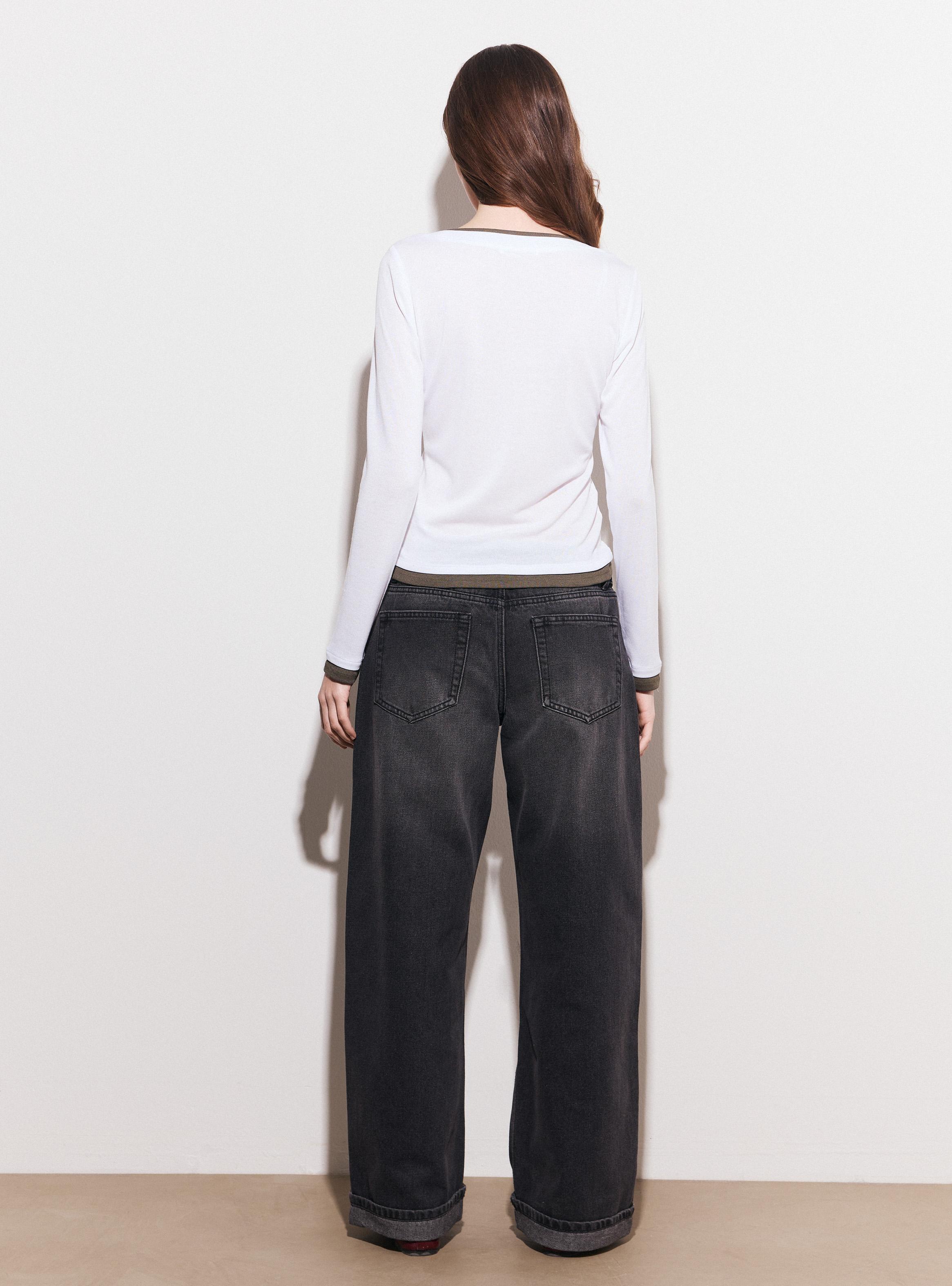 Jeans Baggy con Dobladillo y Pretina Doblada-5