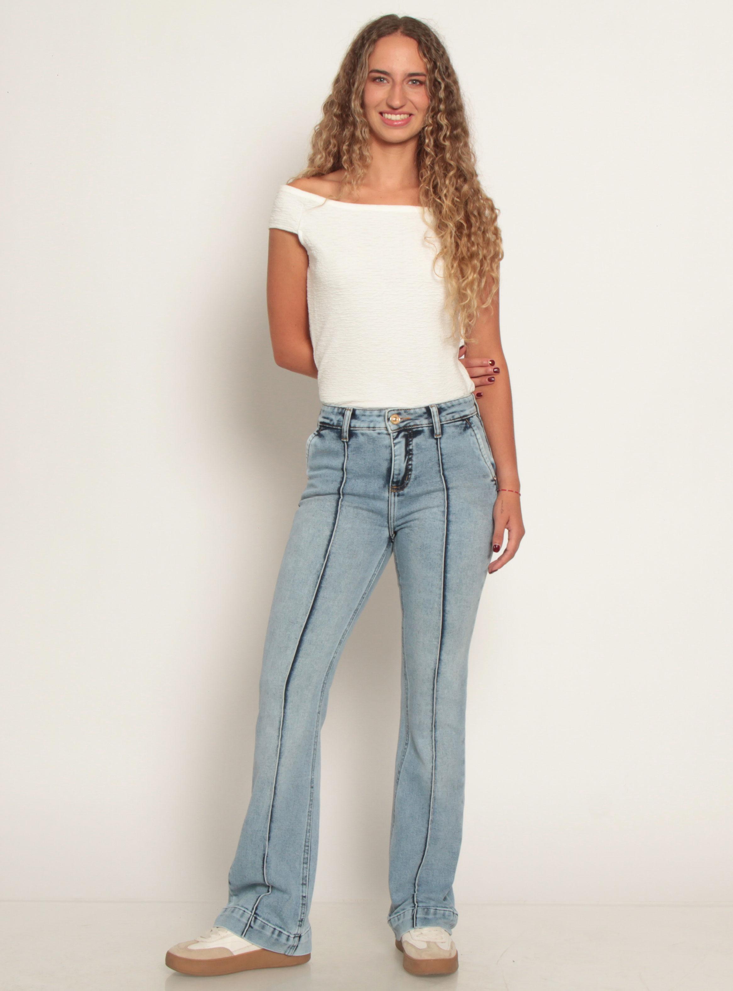 Jeans Flare Alforza Tiro Alto-3