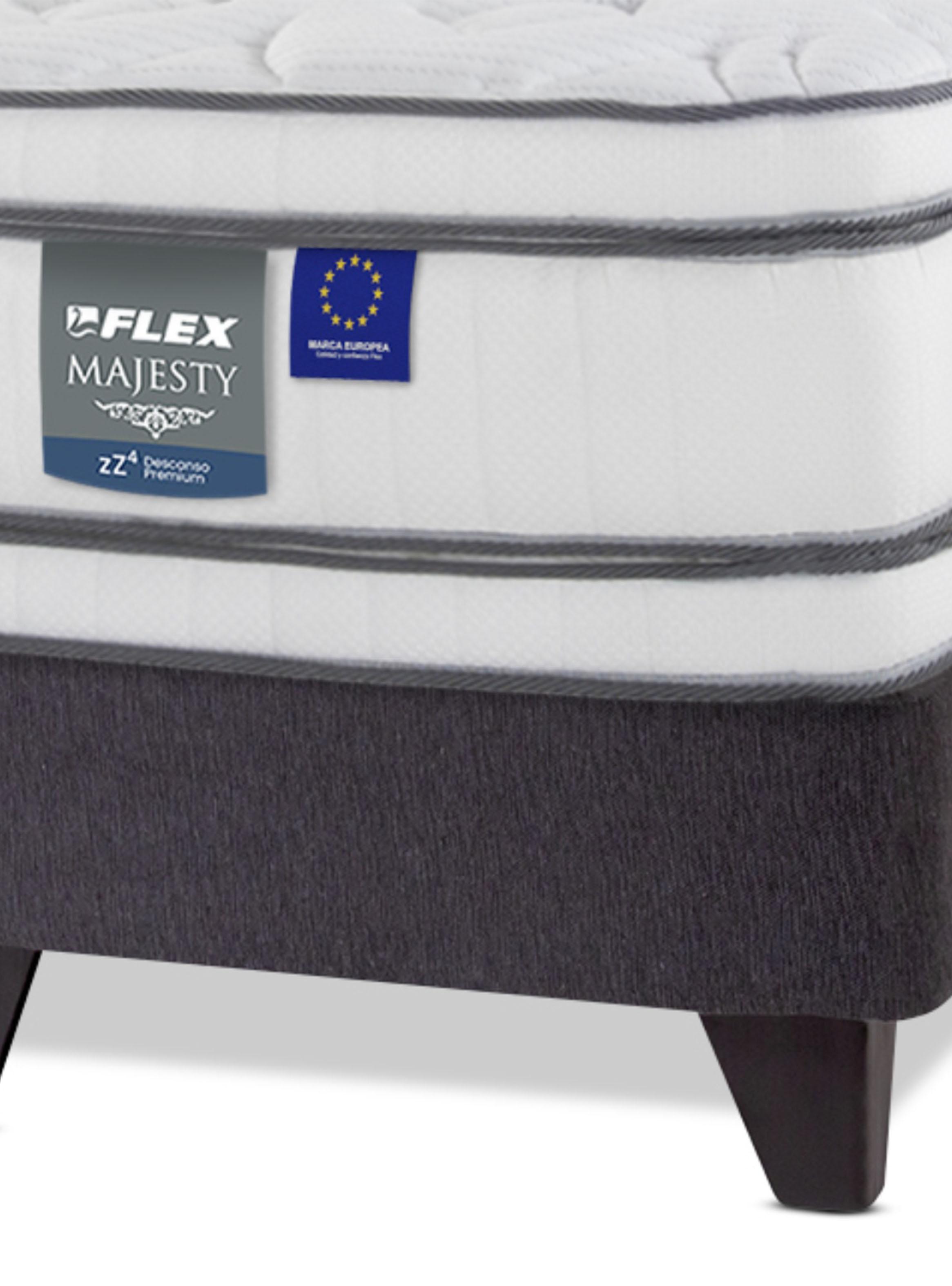 Cama Europea Majesty 2 Plazas Base Dividida Grafito + Respaldo Design Grafito-3