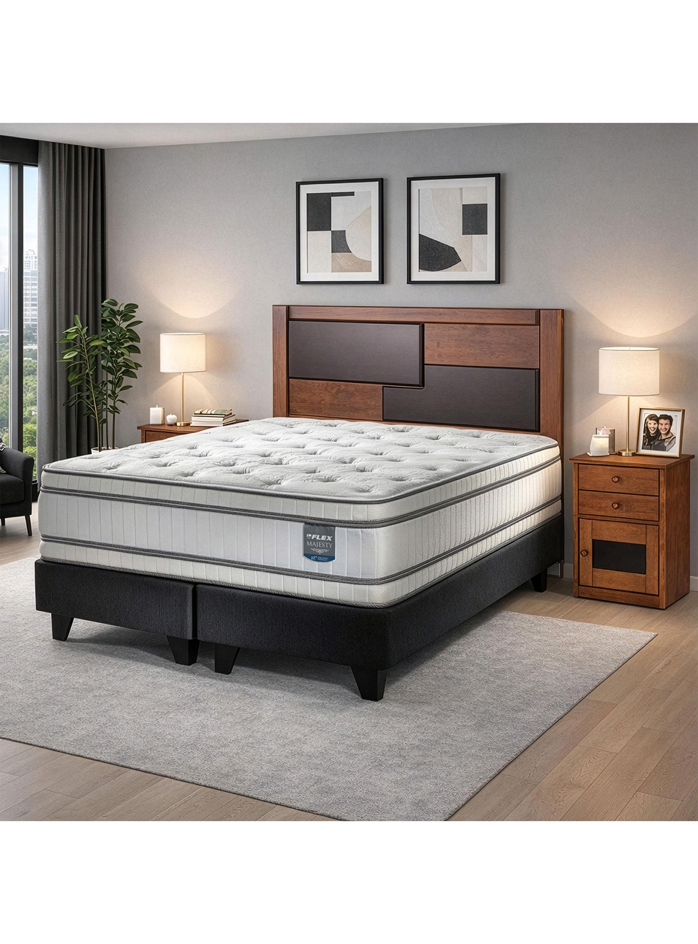 Cama Europea Majesty 2 Plazas + Respaldo Set Colonia-5