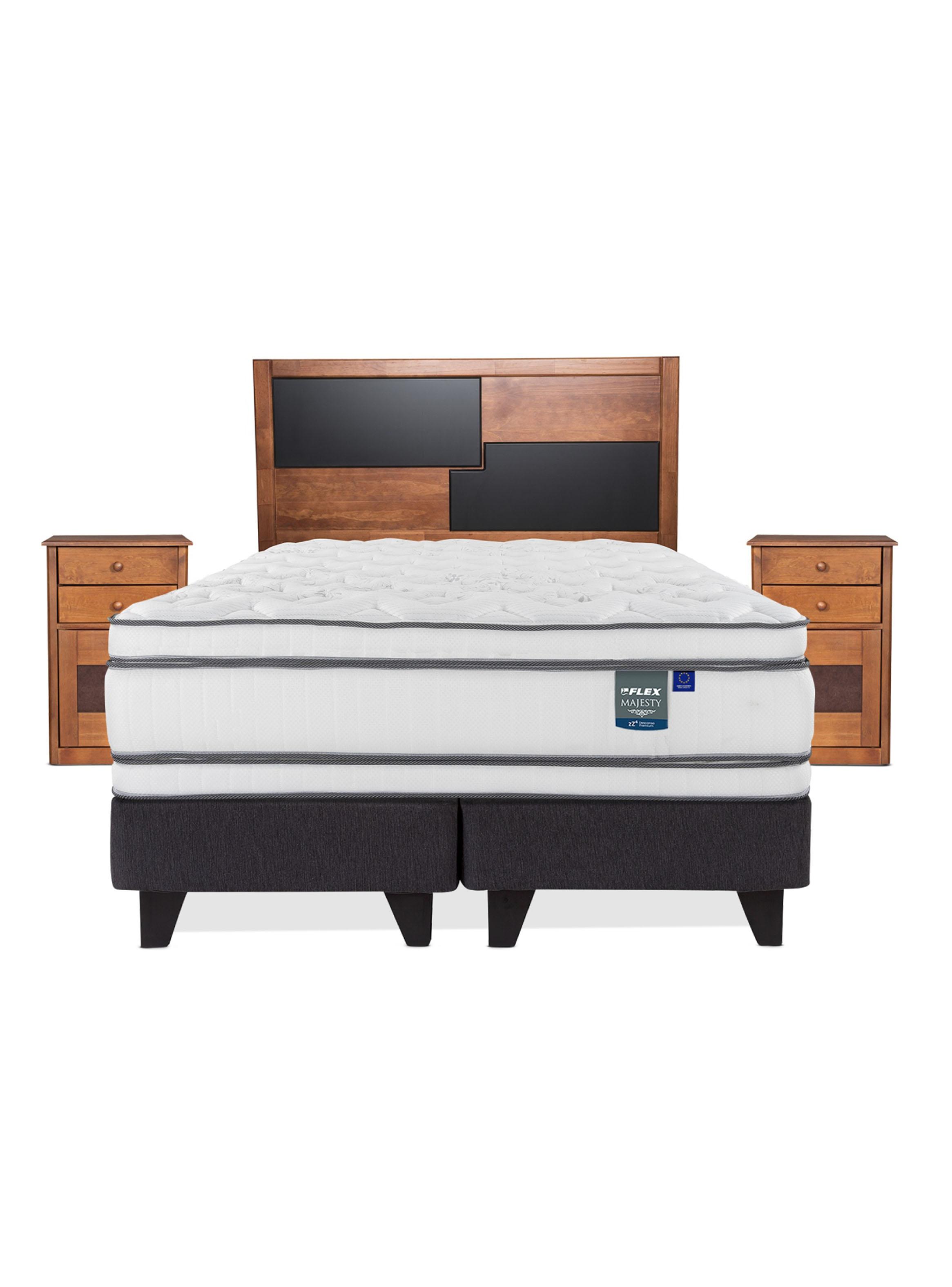 Cama Europea Majesty King Base Dividida Grafito + Set Muebles Colonia-2