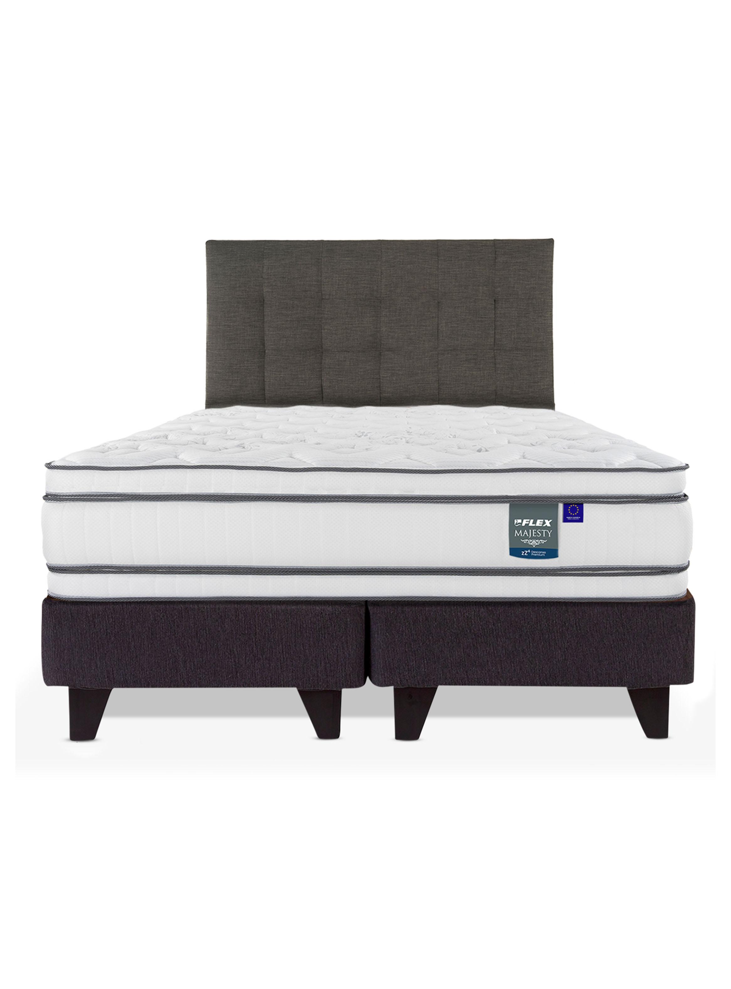 Cama Europea Majesty King Base Dividida Grafito + Respaldo Design Grafito-2