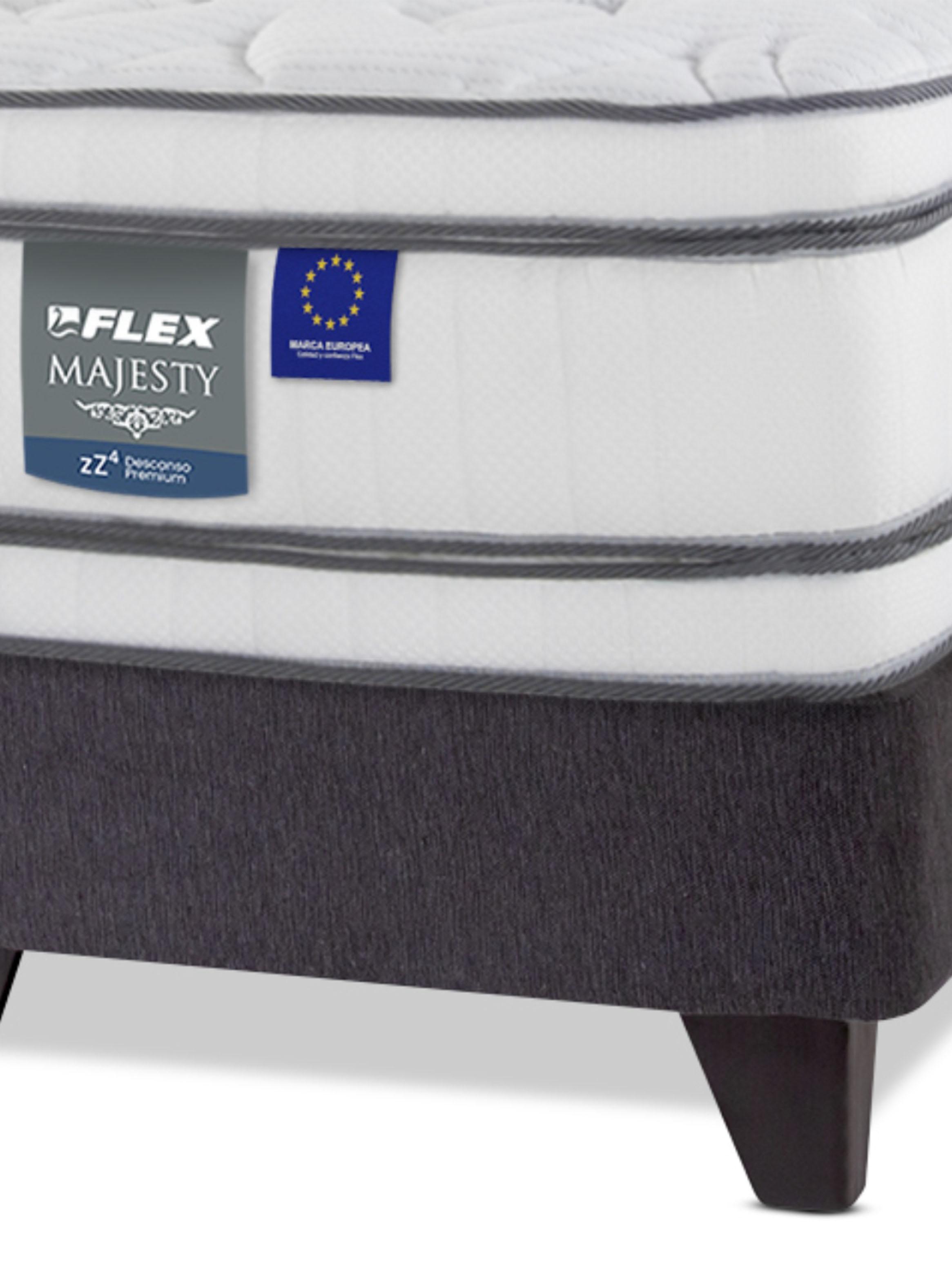 Cama Europea Majesty King Base Dividida Grafito + Respaldo Design Gris-3
