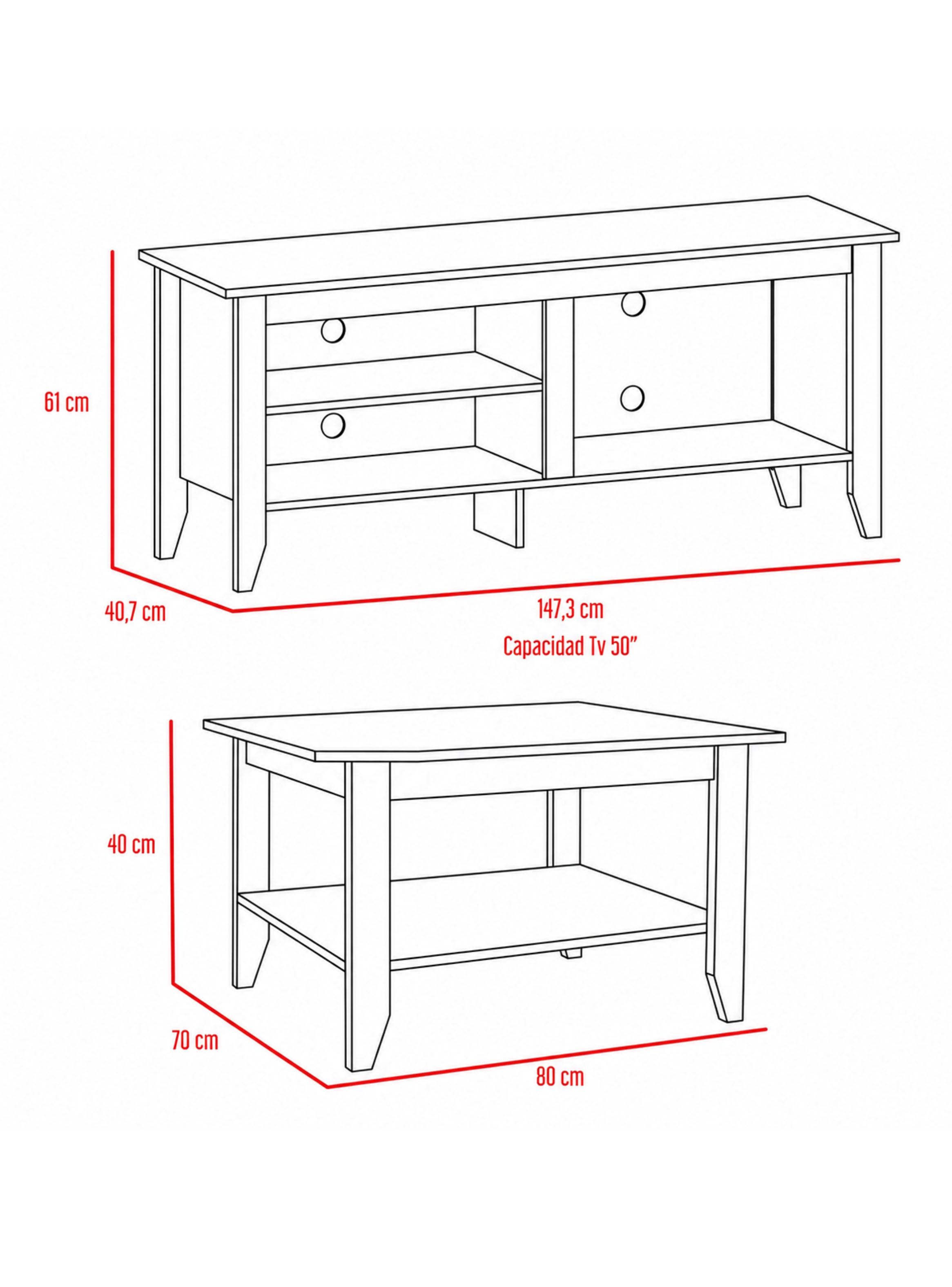 Mesa de Centro + Rack TV 65'' Essential Rovere-1