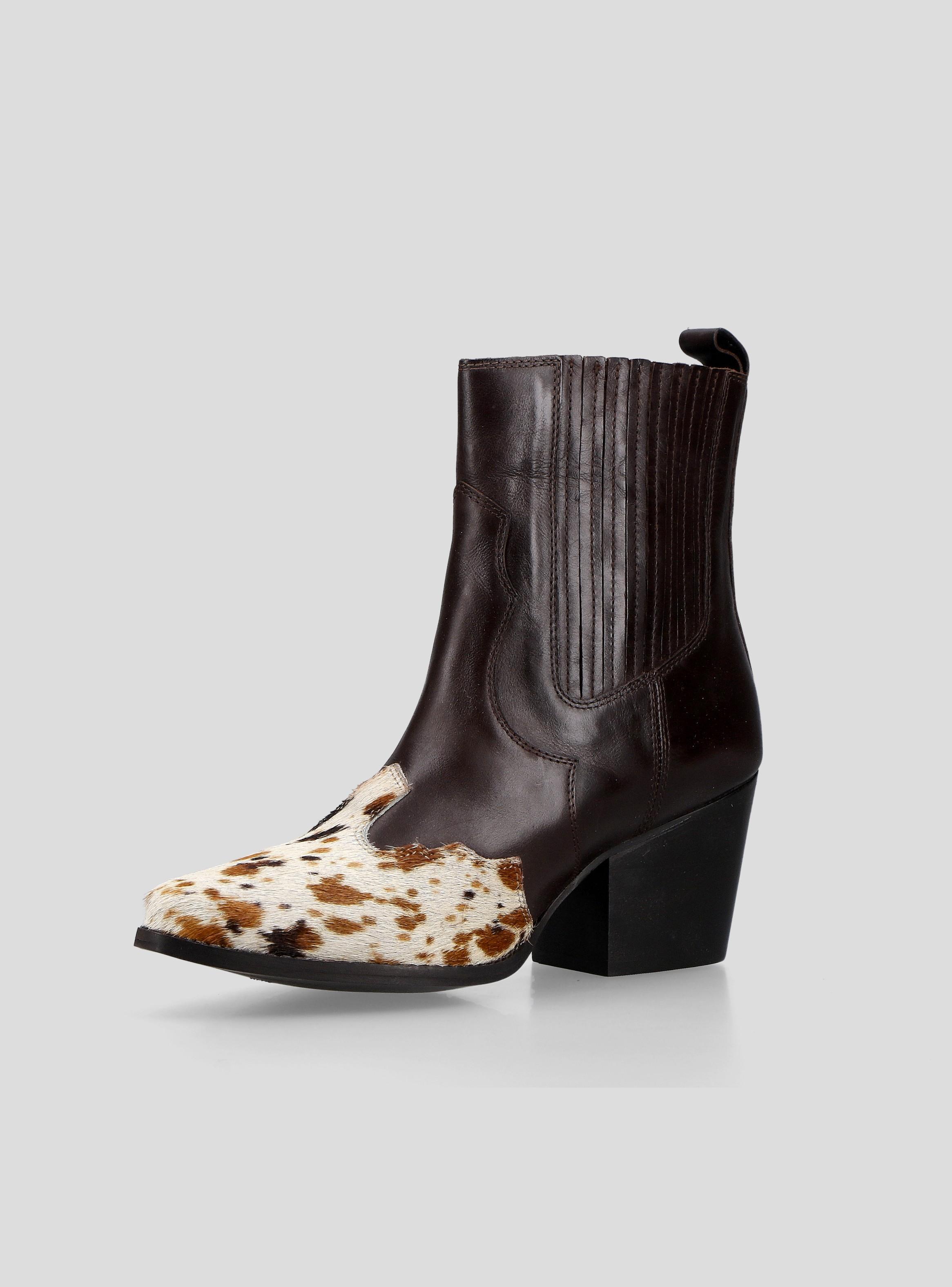 Botín Animal Print Cuero Mujer-2