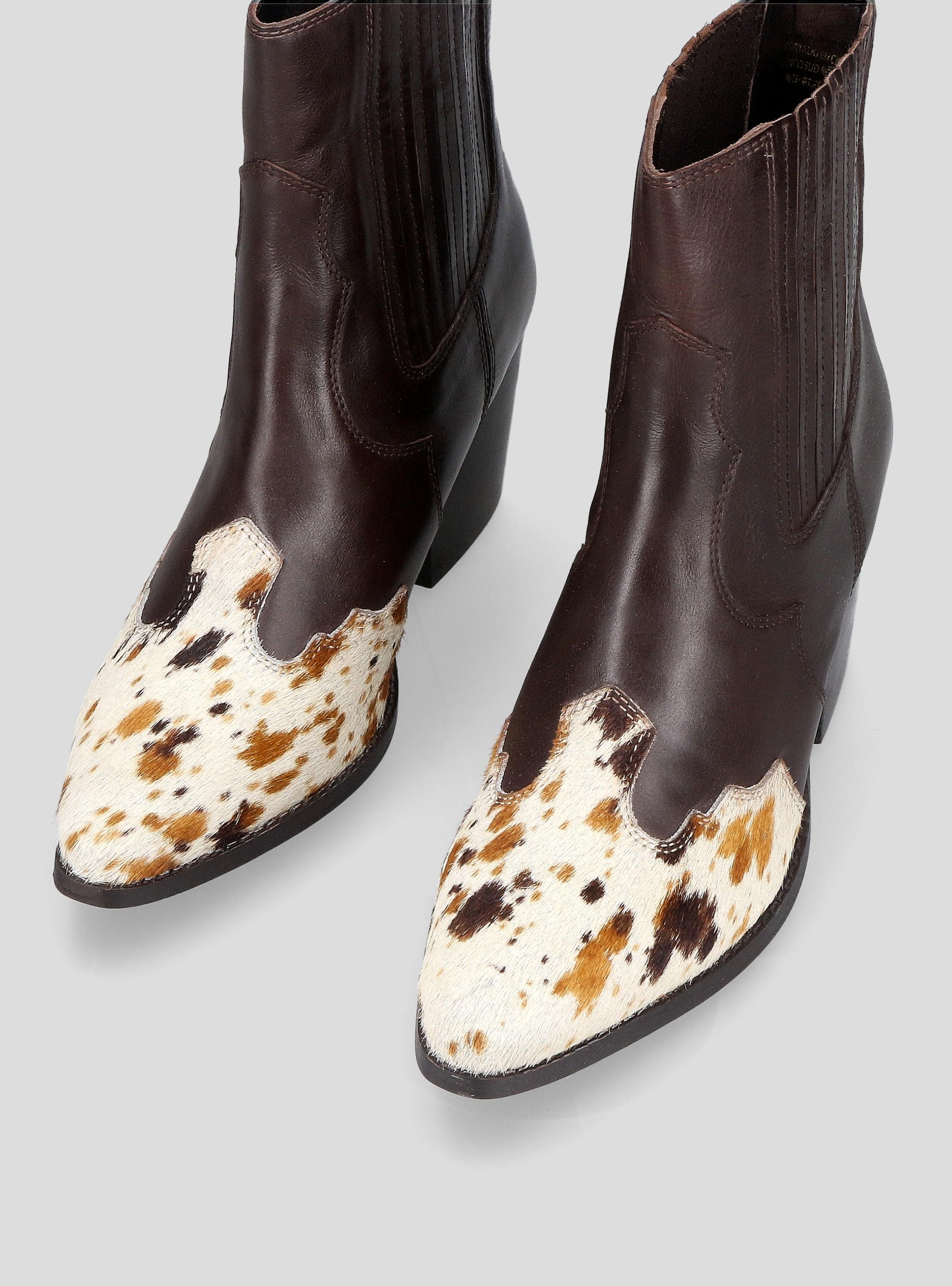 Botín Animal Print Cuero Mujer-3