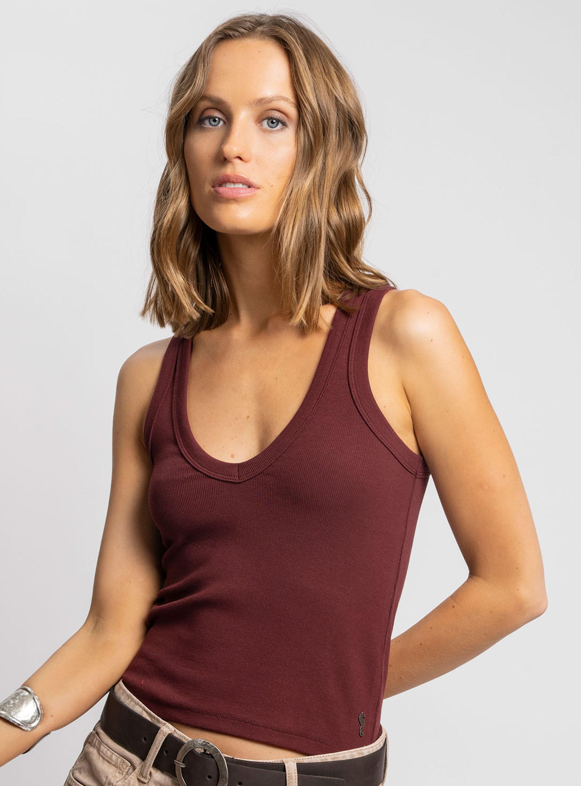 Polera Maru Cuello V Básica Burdeo-2