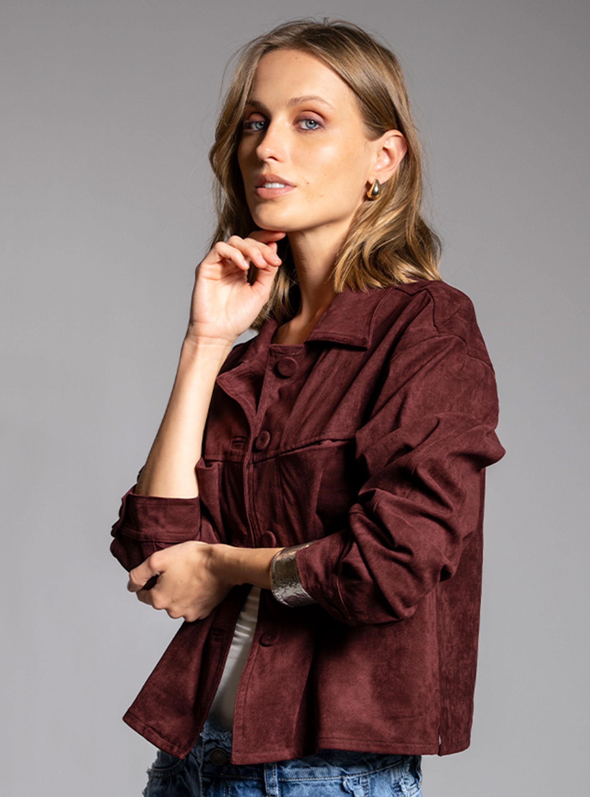 Chaqueta Bárbara Gamuza Burdeo-2