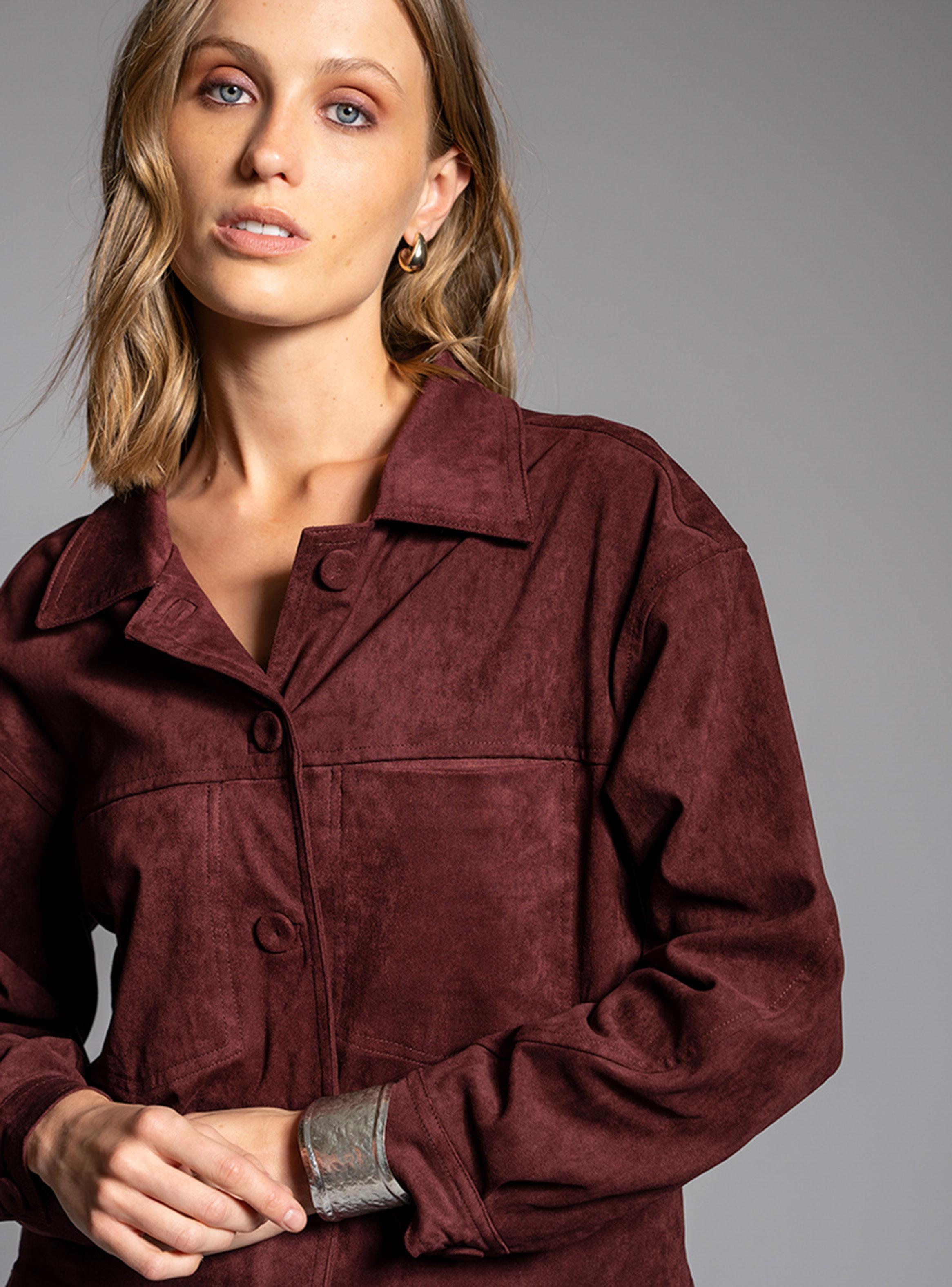 Chaqueta Bárbara Gamuza Burdeo-3