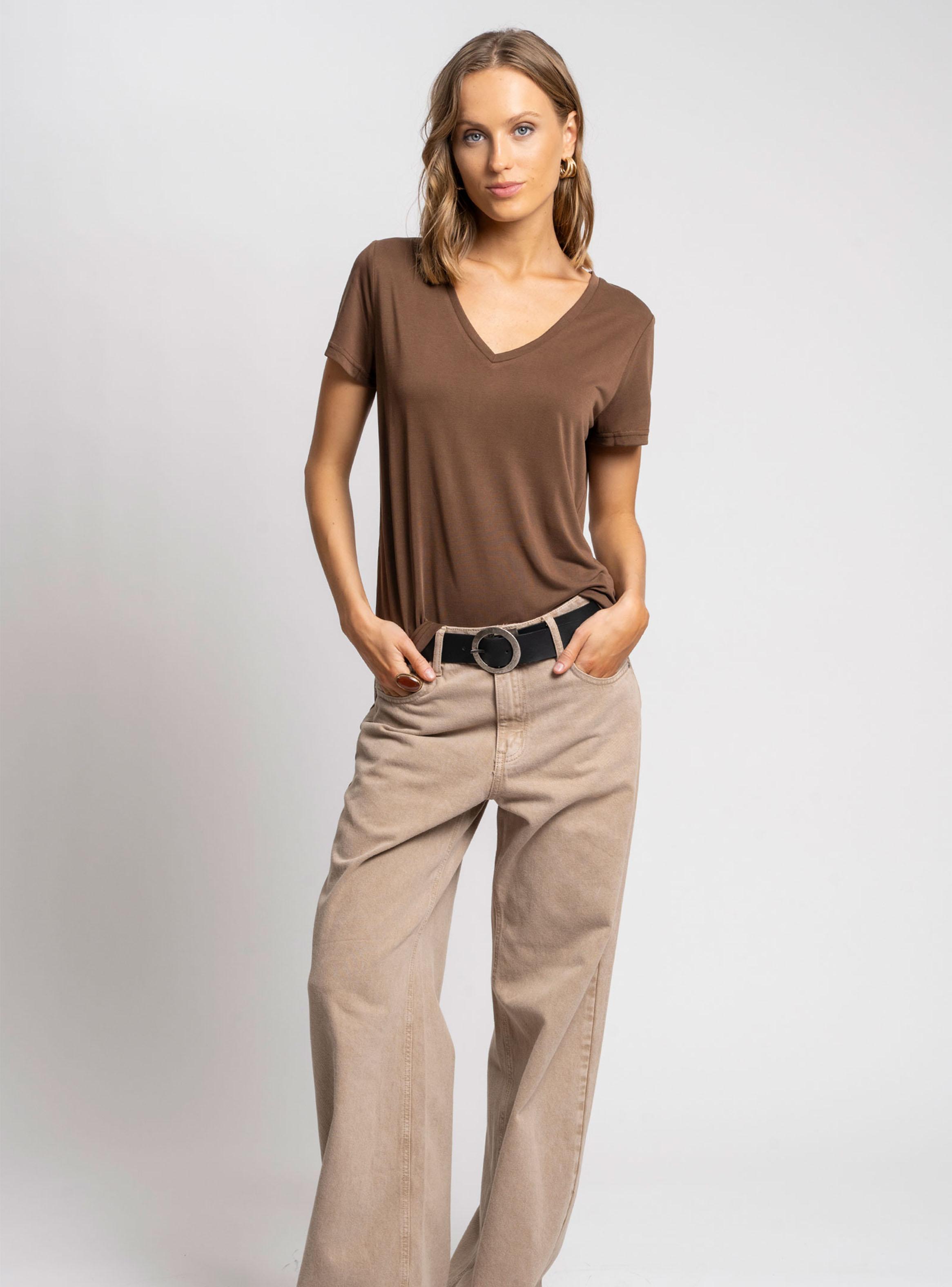 Polera Manga Corta Fit Café-3