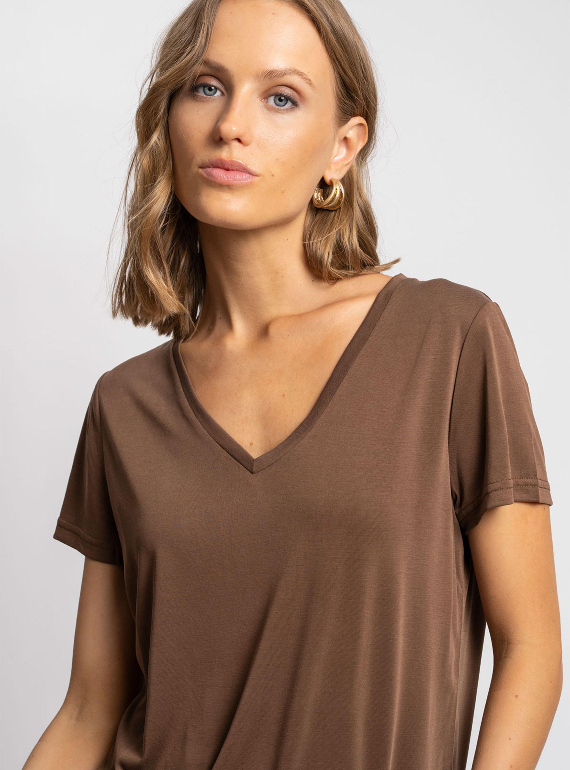 Polera Manga Corta Fit Café-2