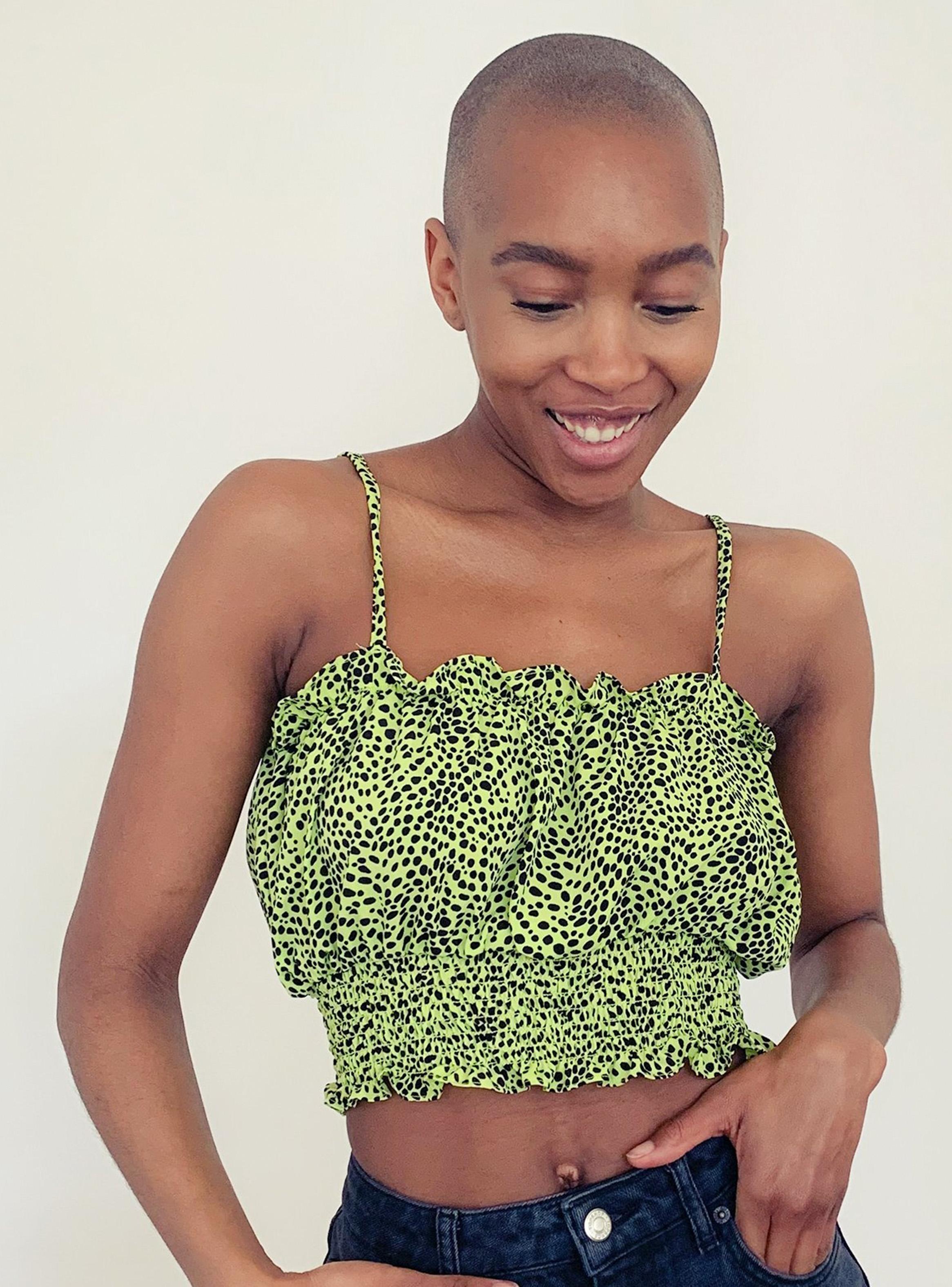 Tops Lime Green Animal Ruched Sun-0