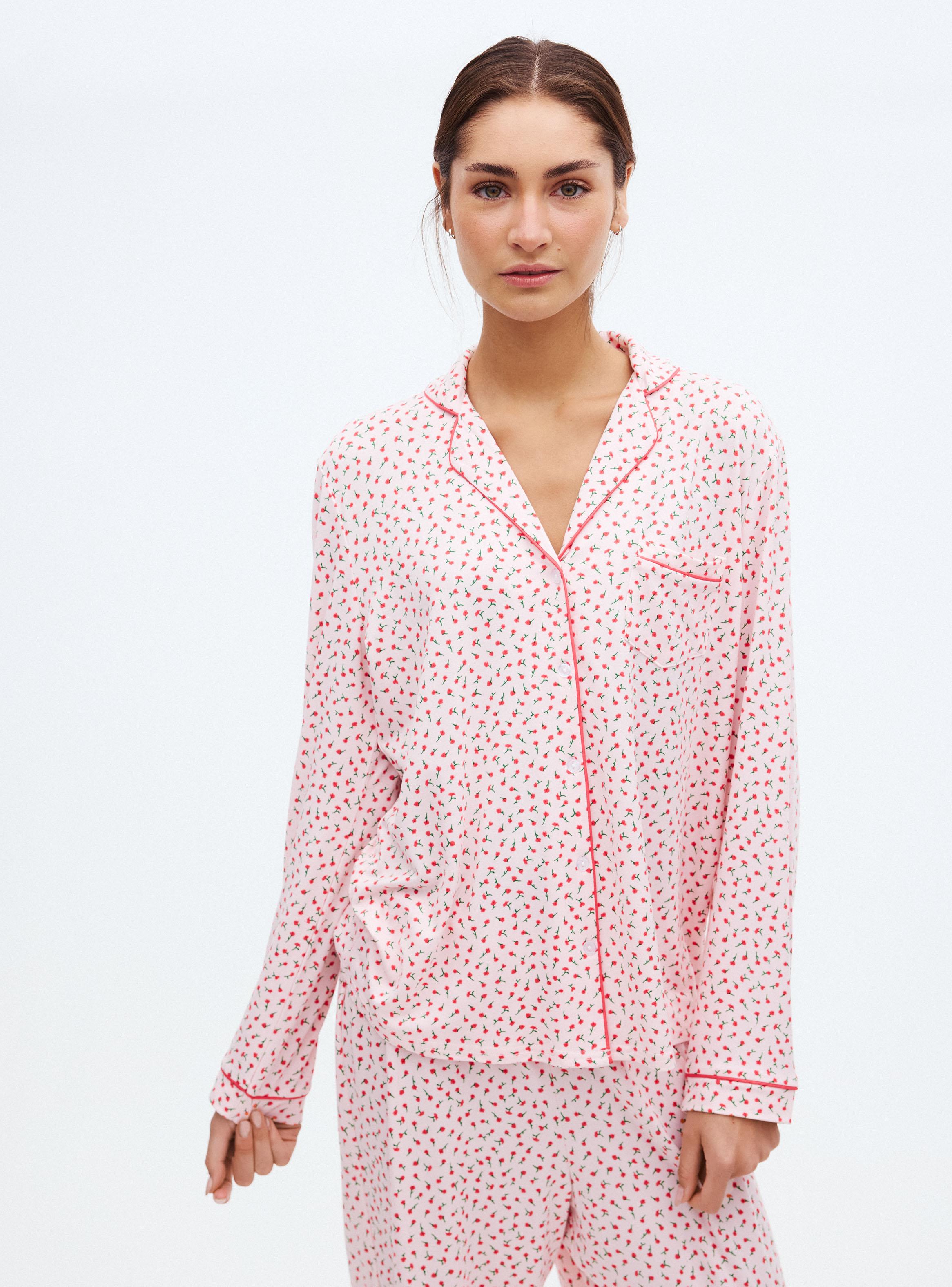 Pijama Camisero Estampado Tela Suave-0