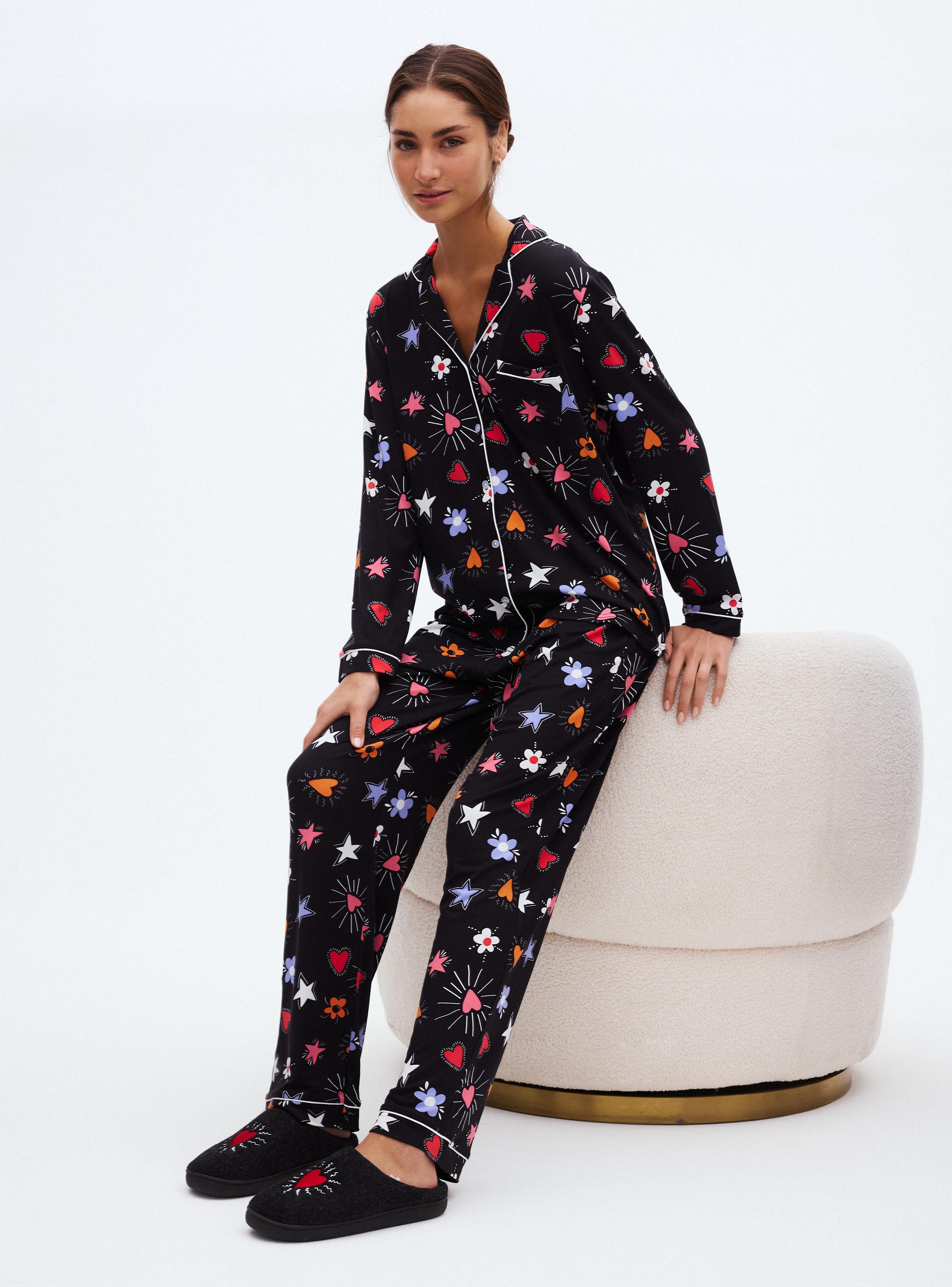 Pijama Camisero Estampado Tela Suave-4