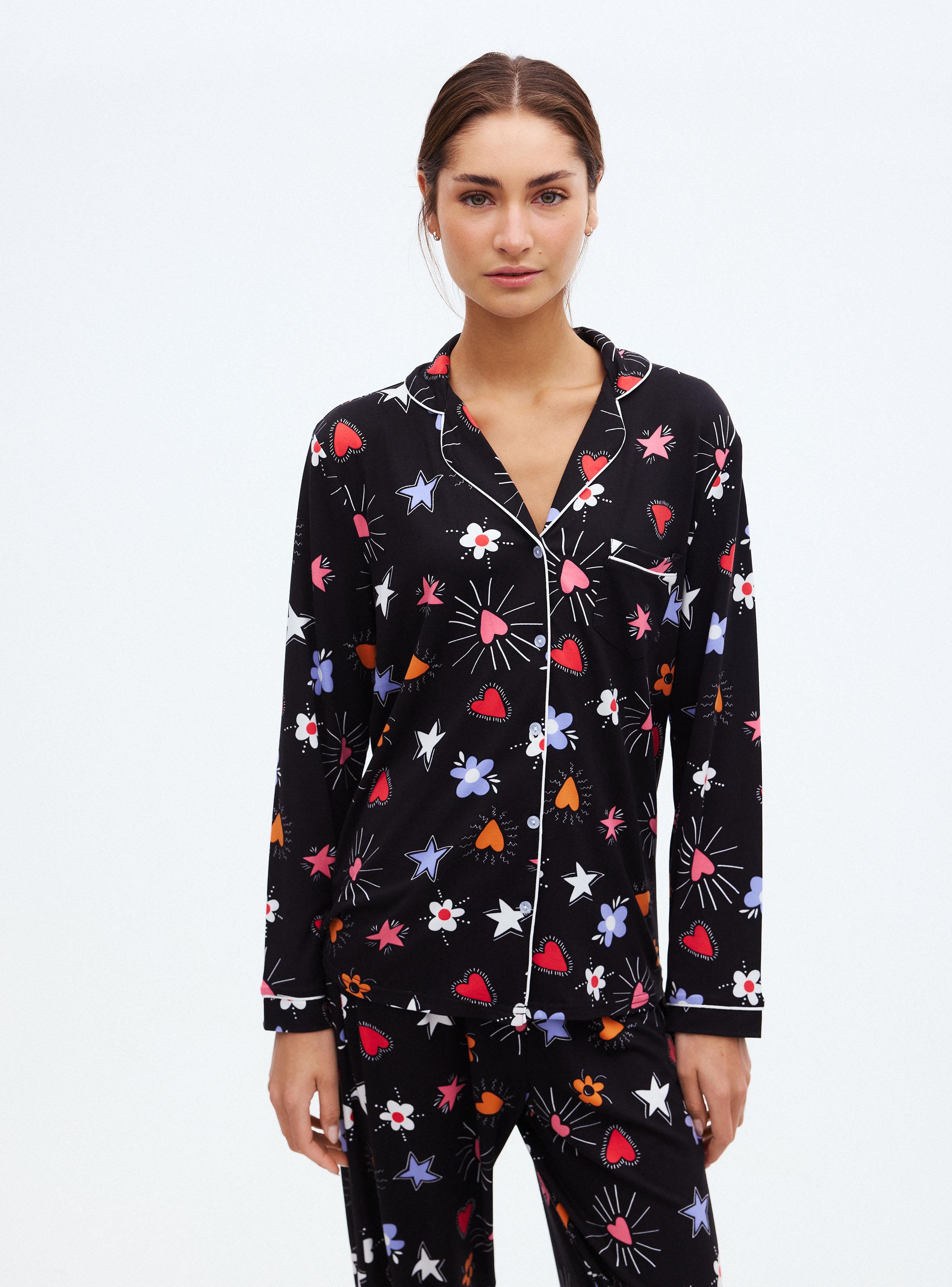 Pijama Camisero Estampado Tela Suave-0