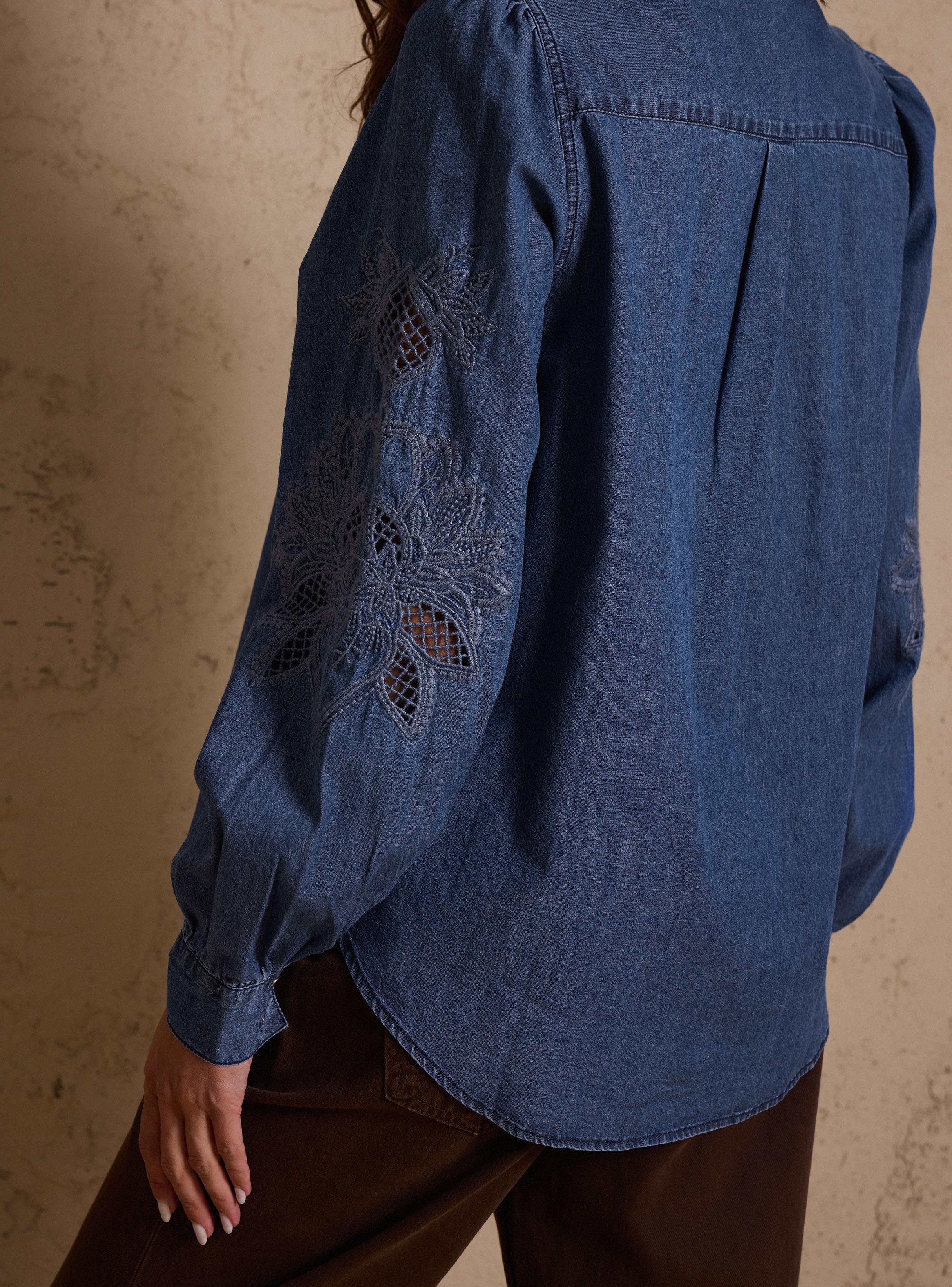 Blusa Denim Detalles de Broderie-3