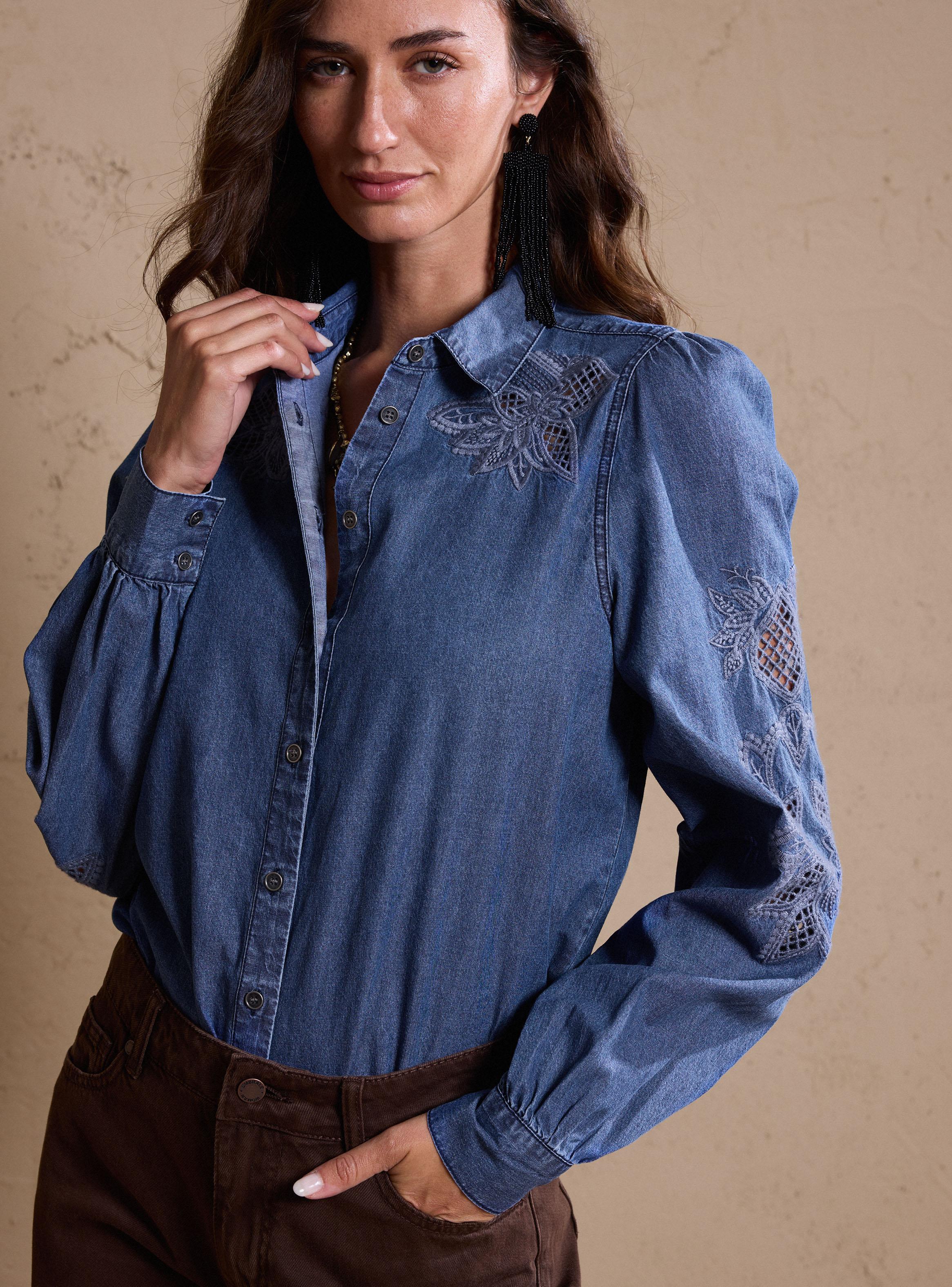 Blusa Denim Detalles de Broderie-2