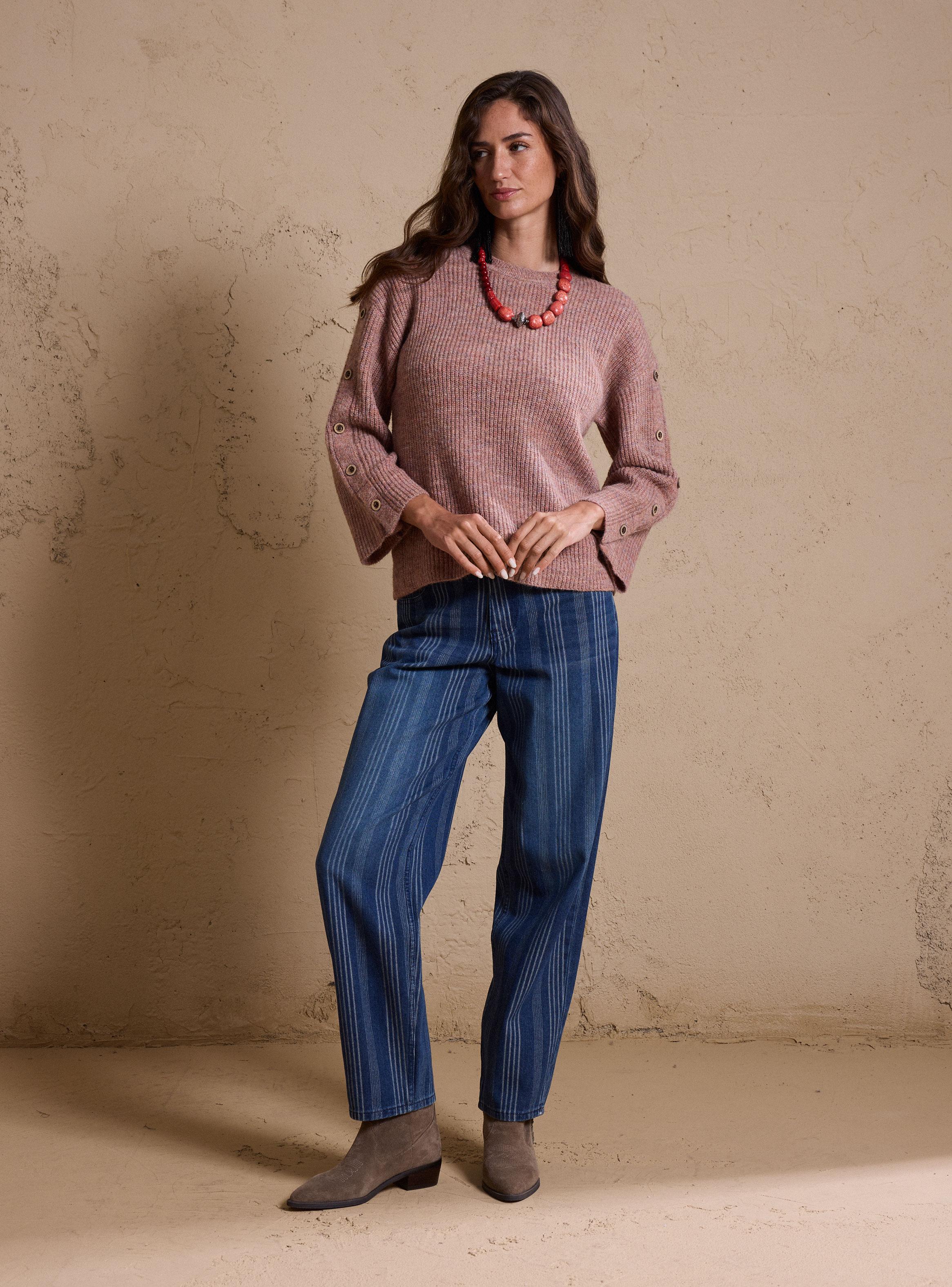 Sweater Melange con Botones en Manga-4