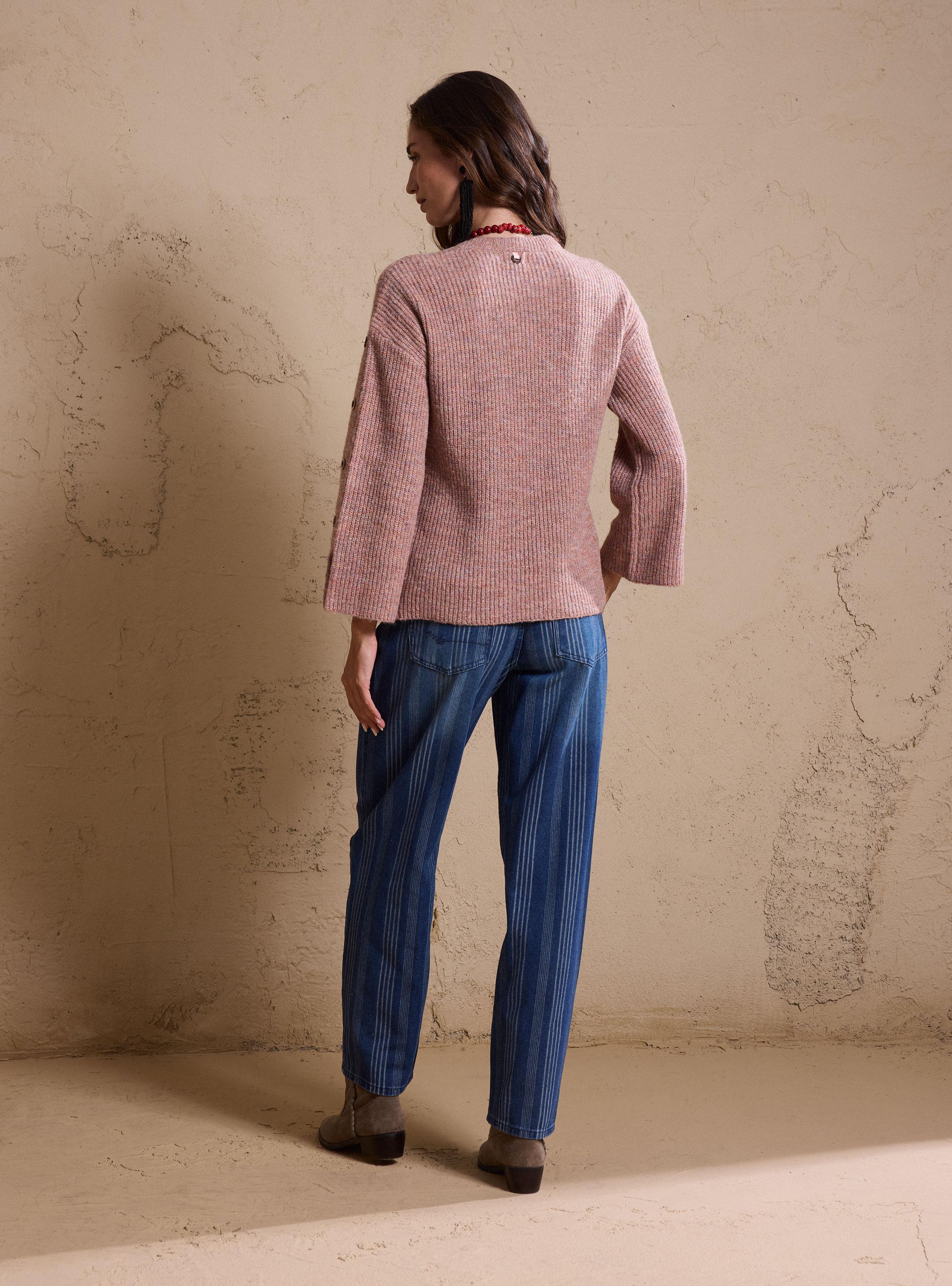 Sweater Melange con Botones en Manga-5
