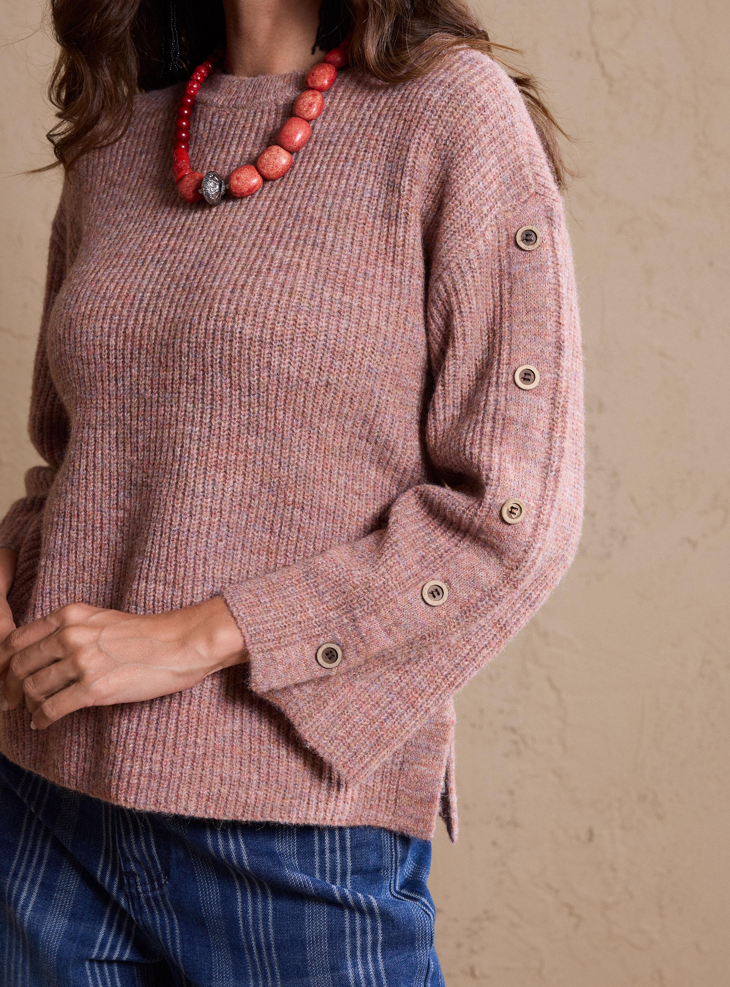 Sweater Melange con Botones en Manga-2