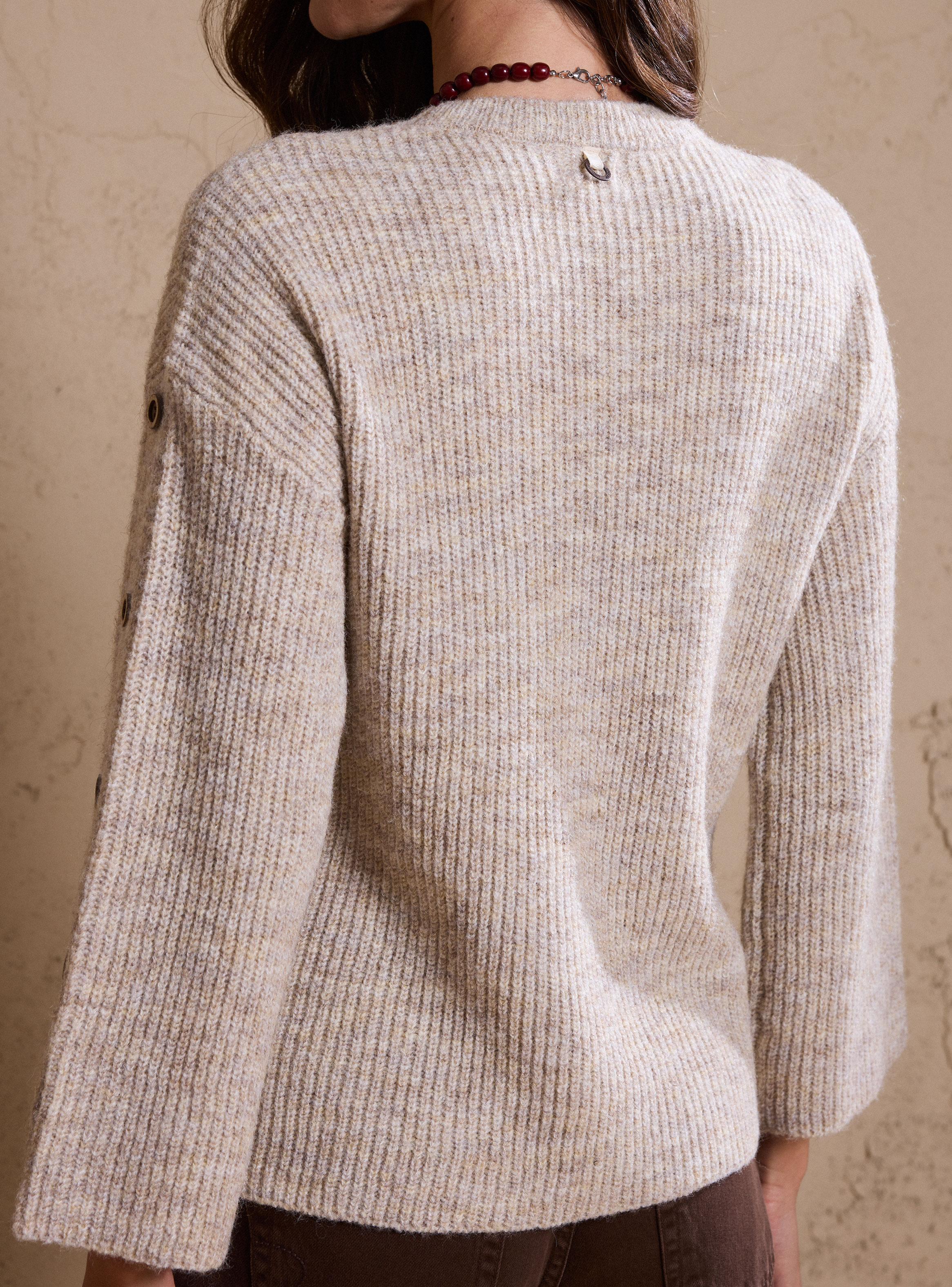 Sweater Melange con Botones en Manga-3