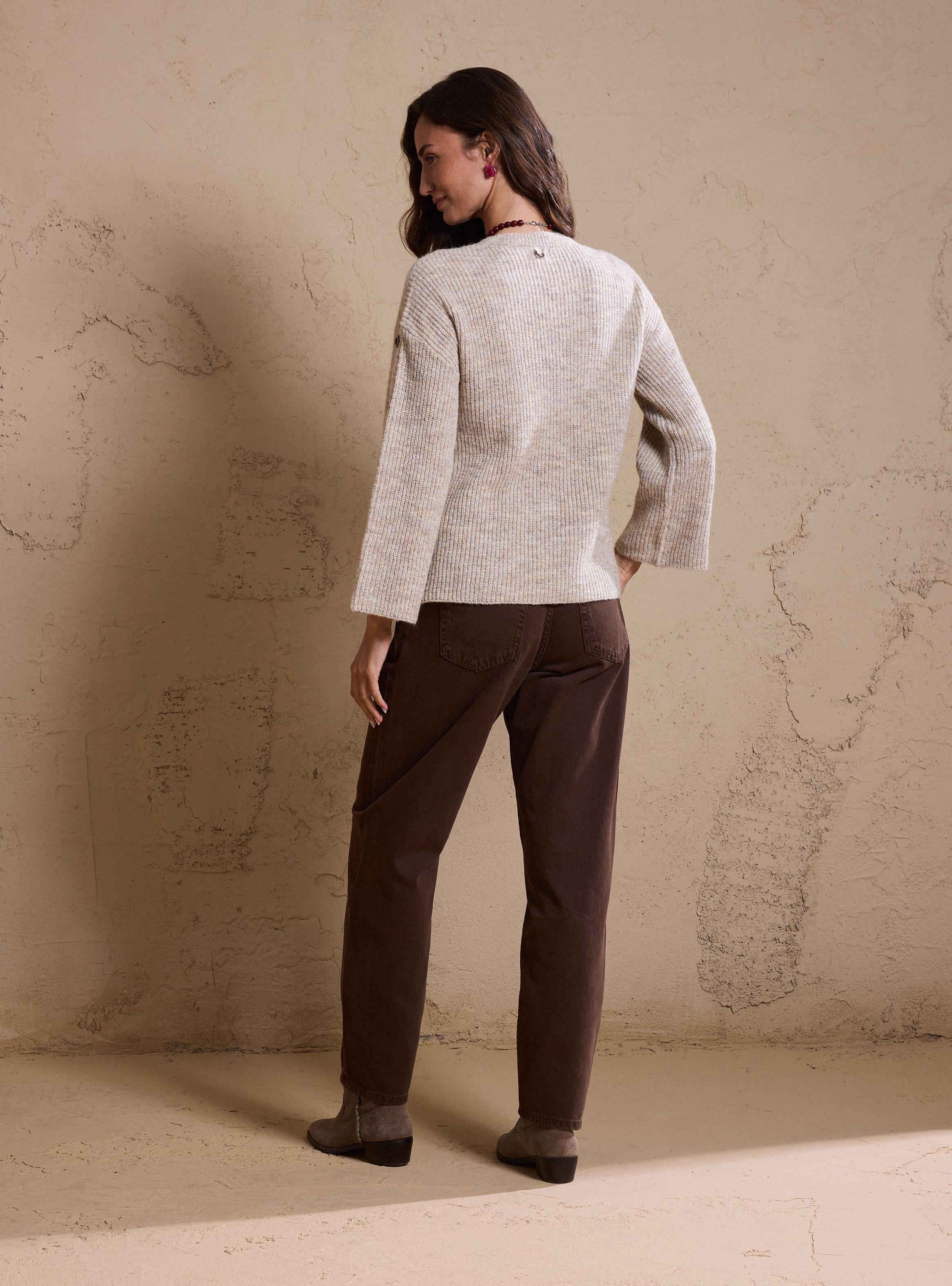 Sweater Melange con Botones en Manga-5