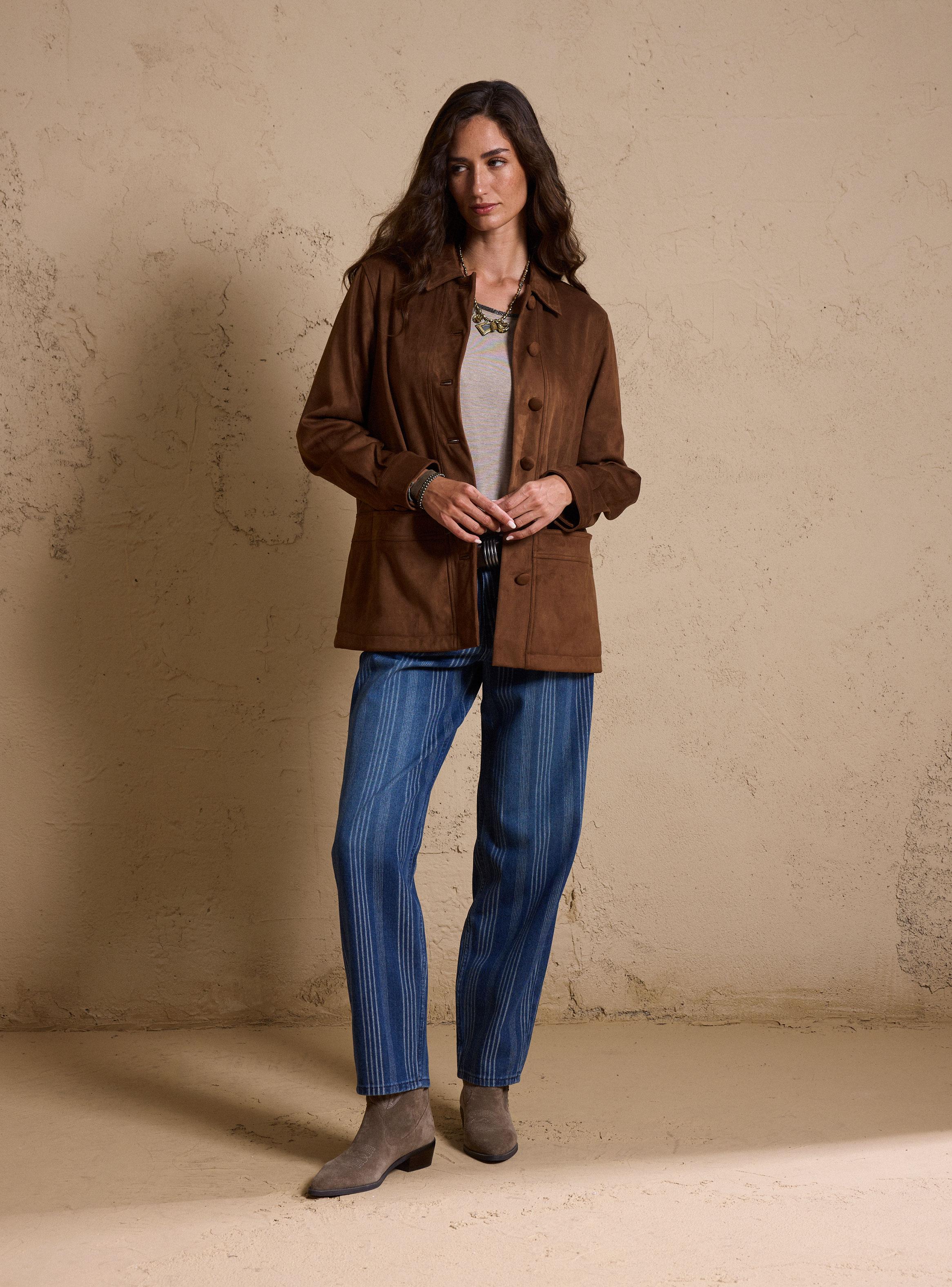 Chaqueta Tipo Suede Botones-4