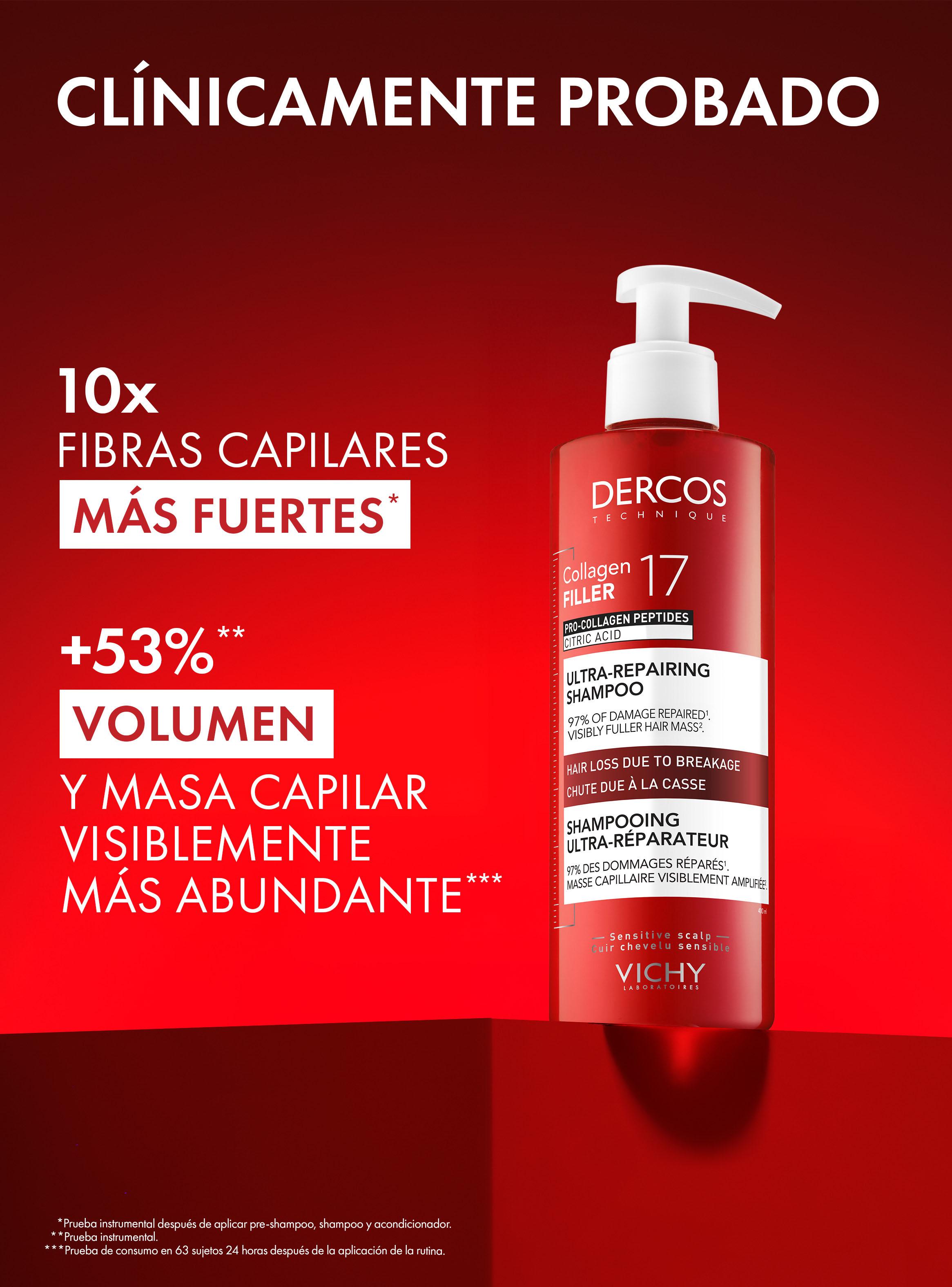 Shampoo Dercos Collagen 17 Filler Ultra Reparador 400 ml-2