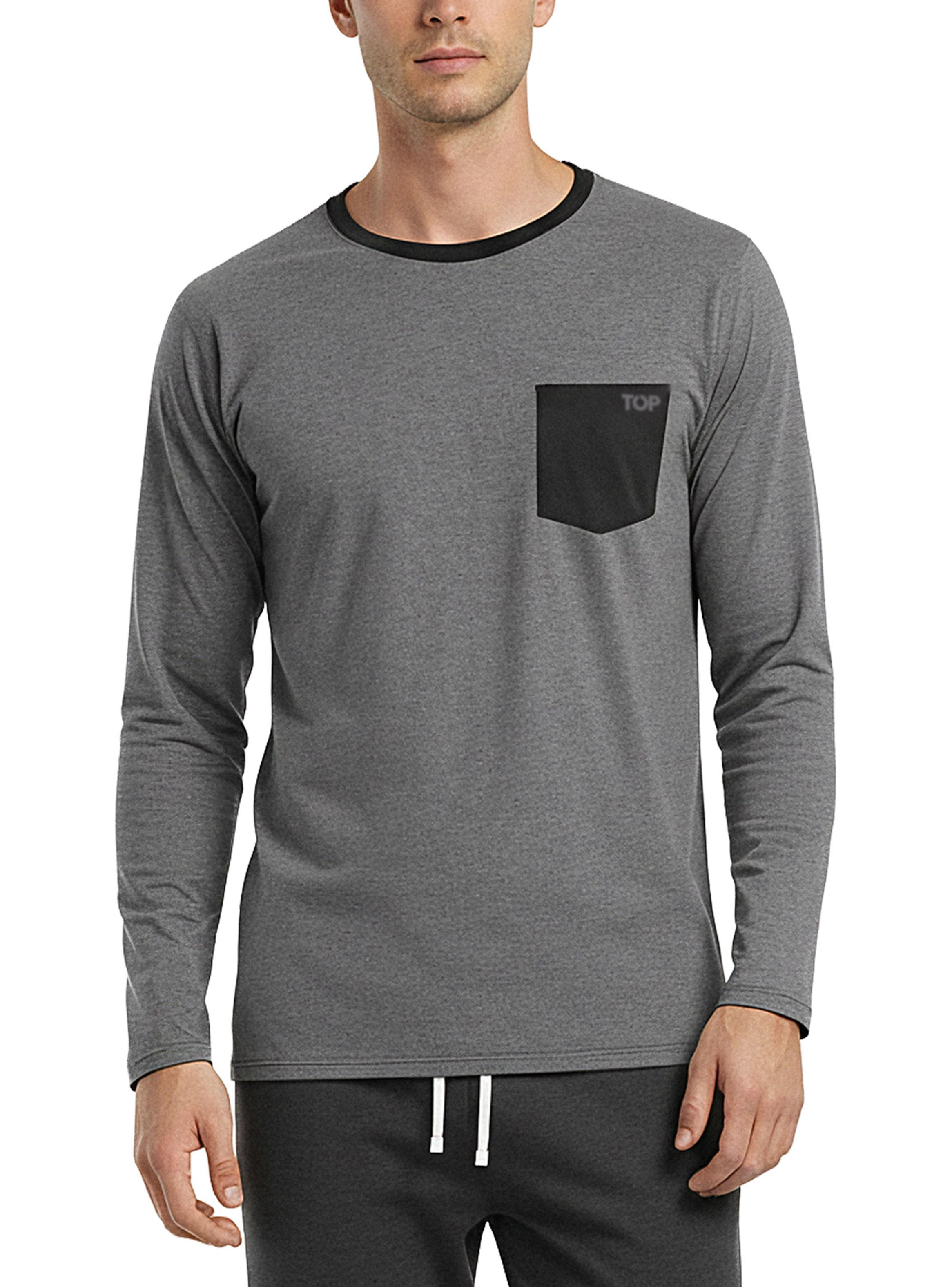 Pijama Básico Color Block Algodón Manga Larga-2