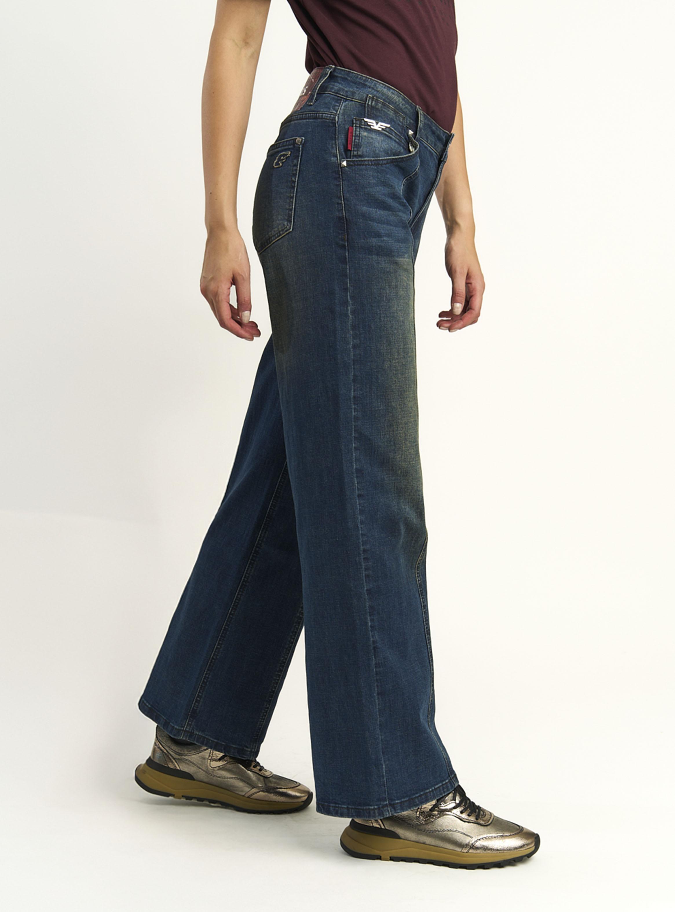 Jeans Wide Blue Oil Pinzas Costura Frontal-2