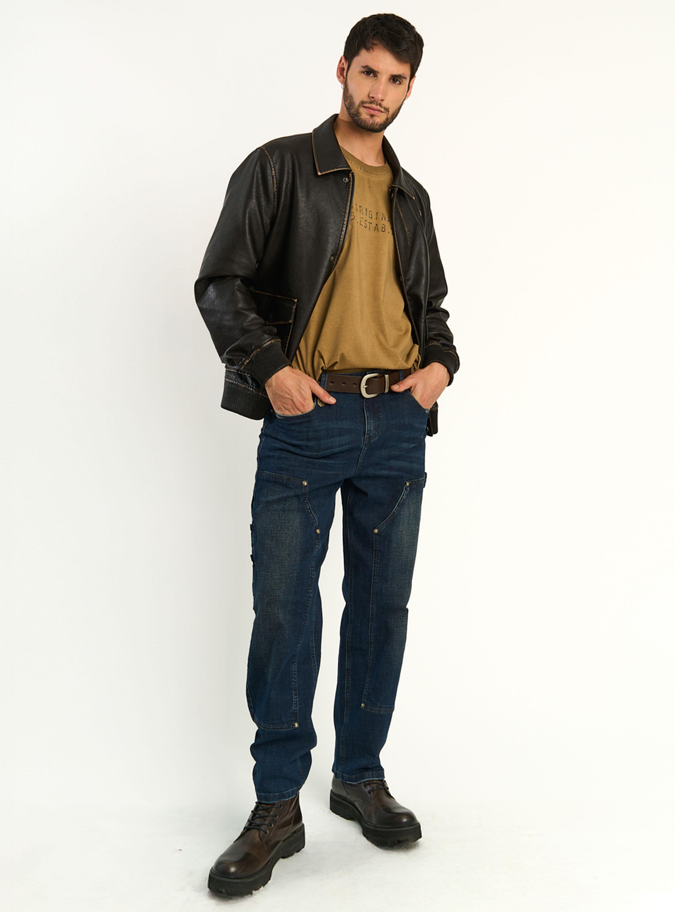 Chaqueta Pu Bomber Camisero Bolsillos con Solapa-3