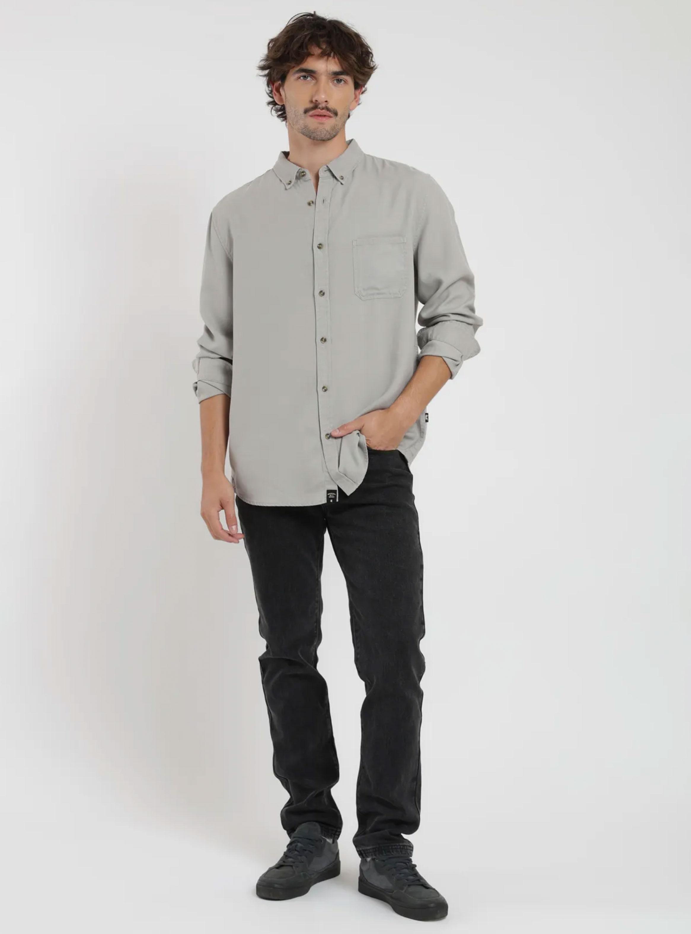 Camisa Manga Larga Algodón Orgánico Bolsillo Lateral-3