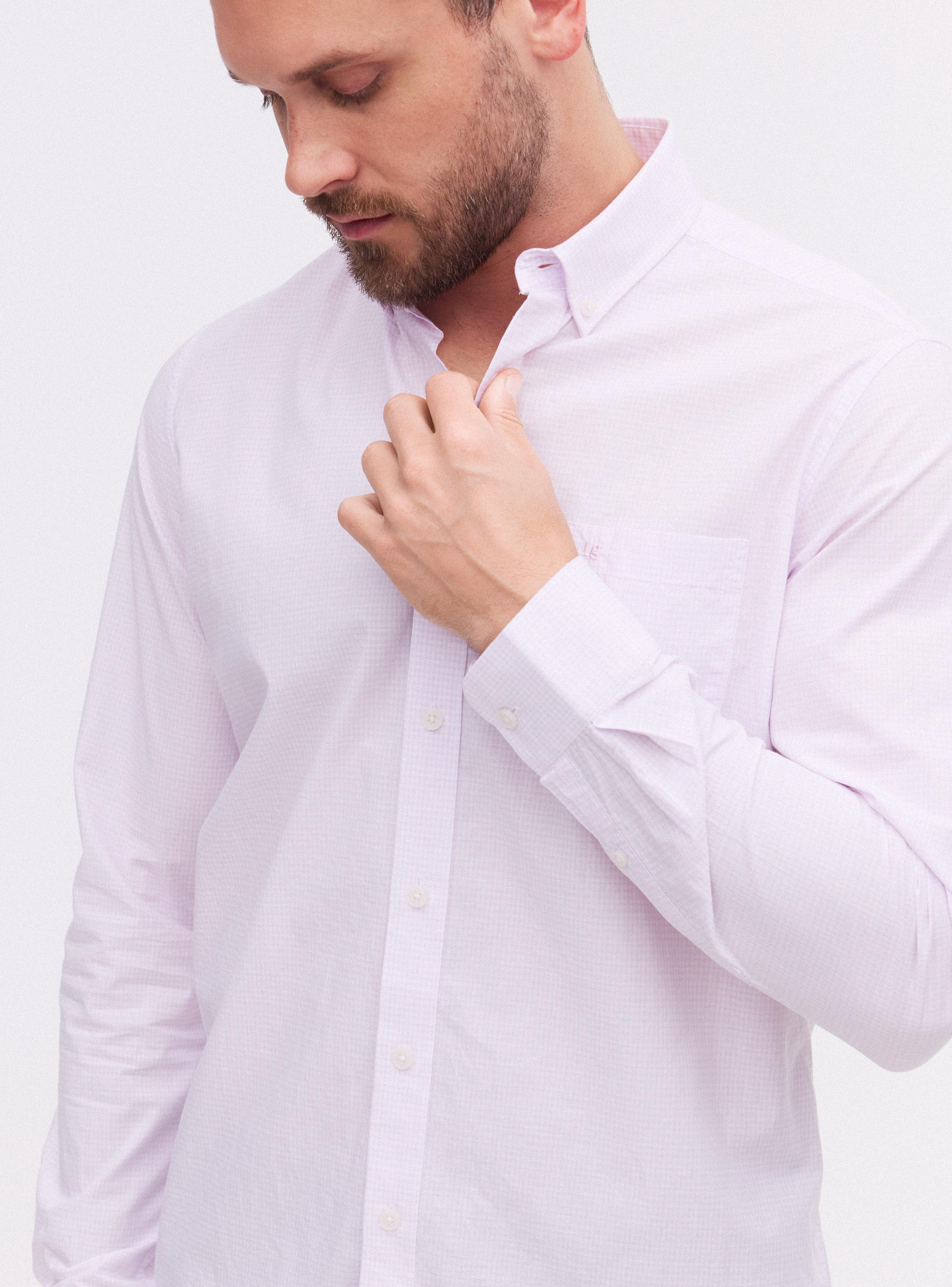 Camisa Manga Larga Algodón Cuadros Pequeños-3