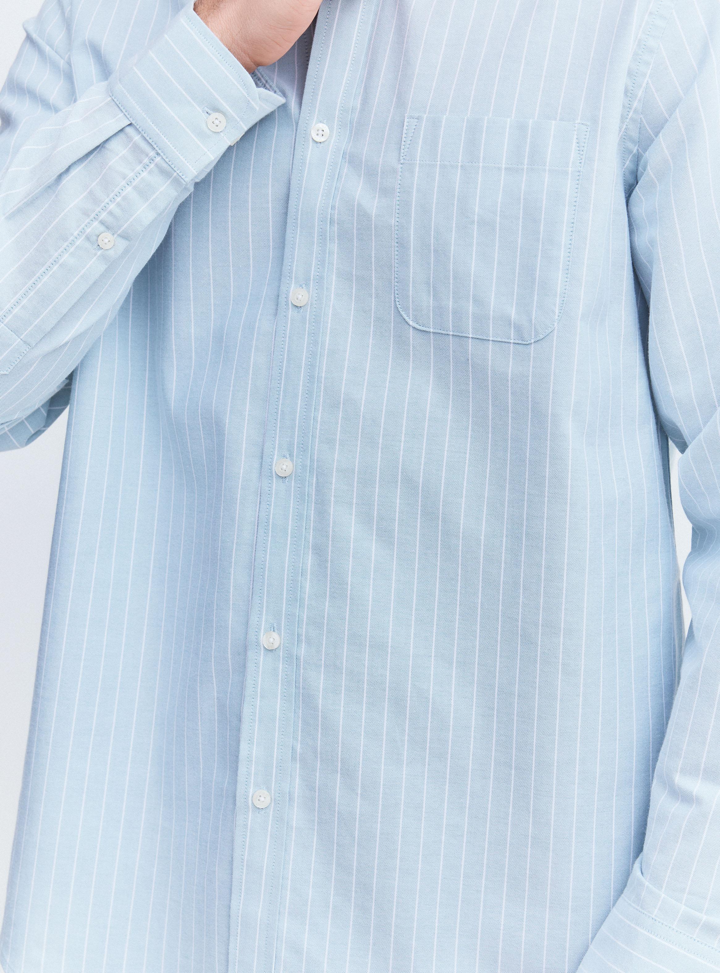 Camisa Manga Larga Bolsillo en Pecho-3