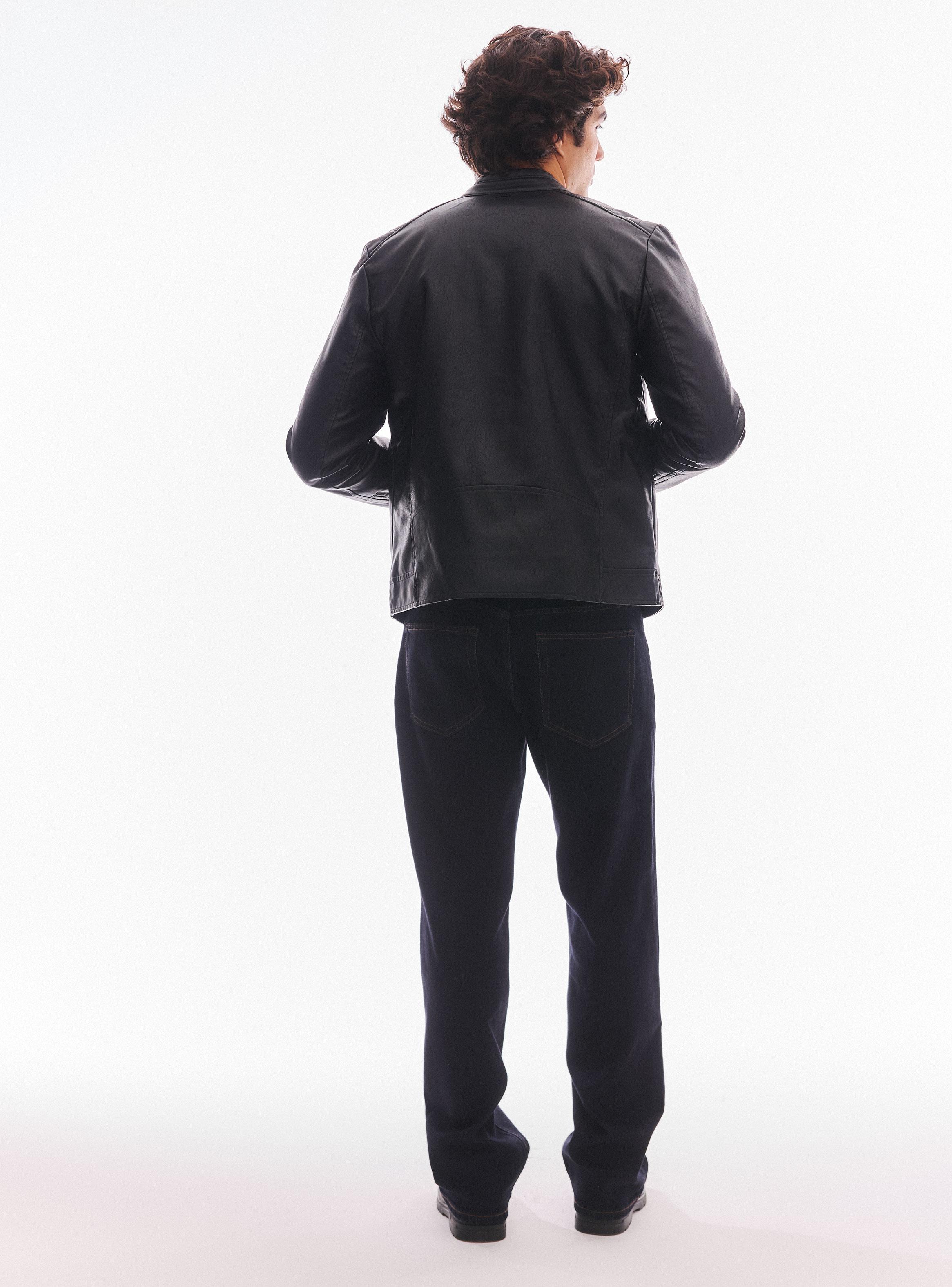 Chaqueta de Cuero Sintético Liso-5